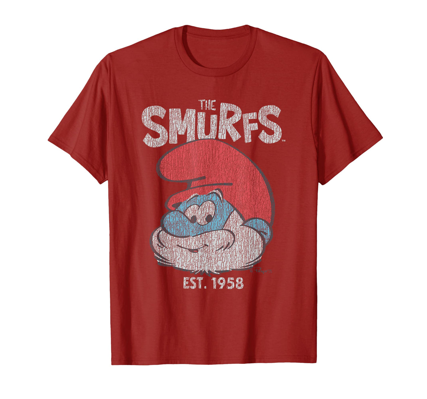 The Smurfs Vintage Papa Smurf Est. 1958 Retro Cartoon T-Shirt