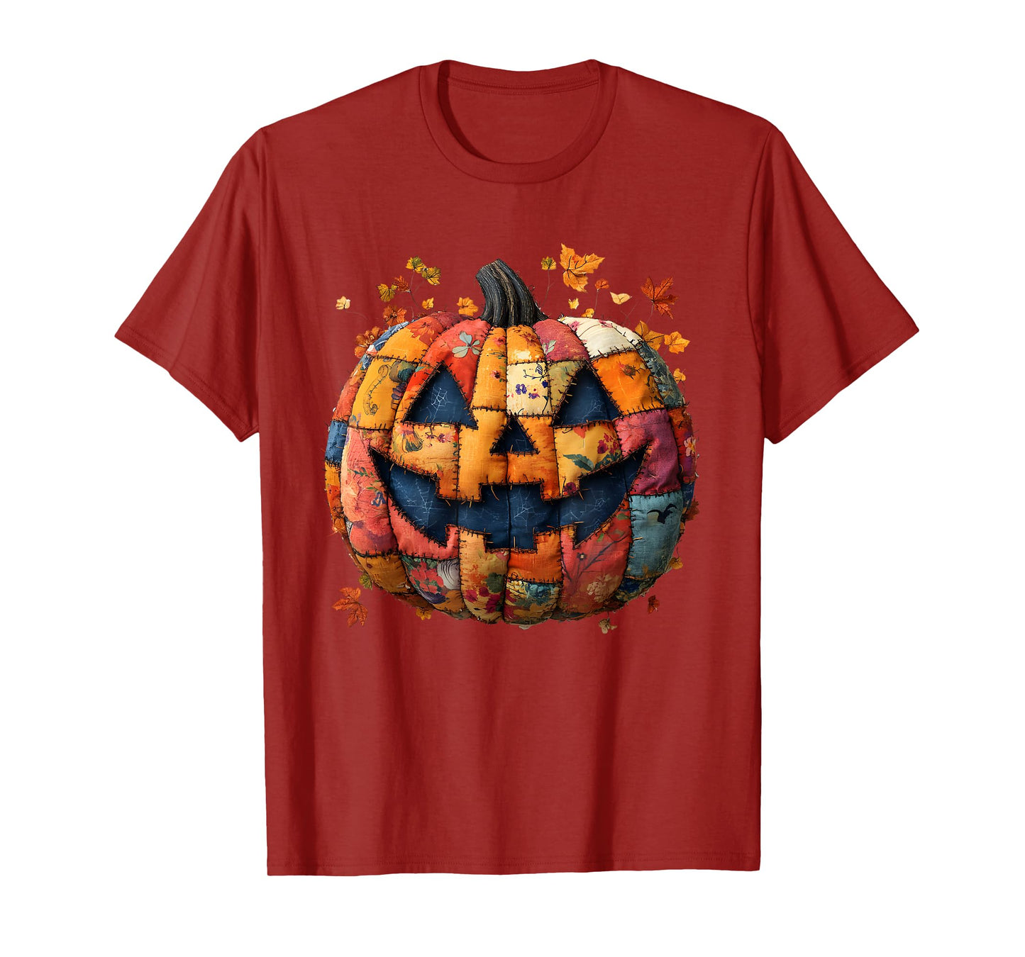 Patchwork Pumpkin Cute Rustic Fall Autumn Design T-Shirt