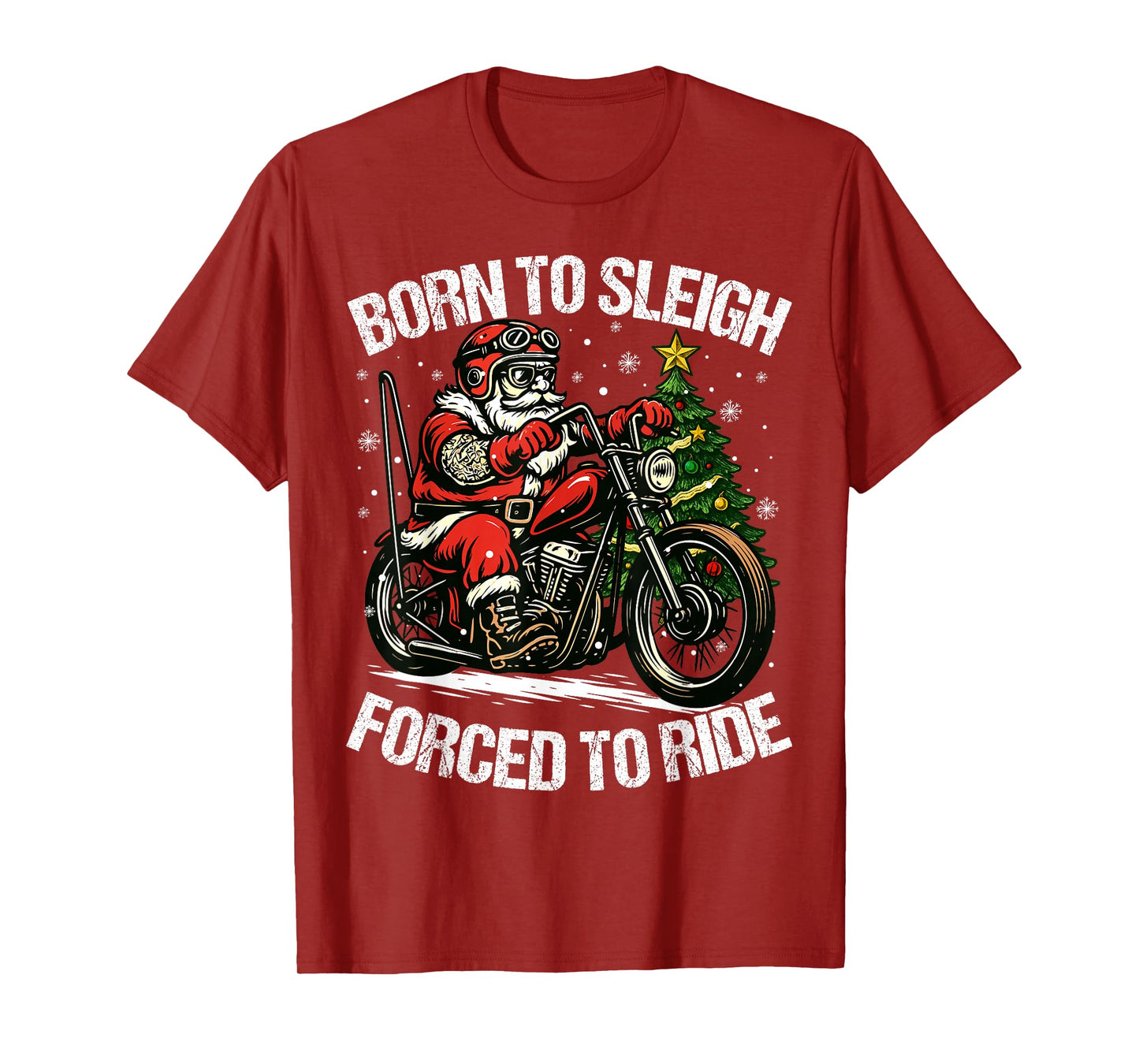 Born to Sleigh Forced to Ride Christmas Motorcycle Santa Pjs T-Shirt