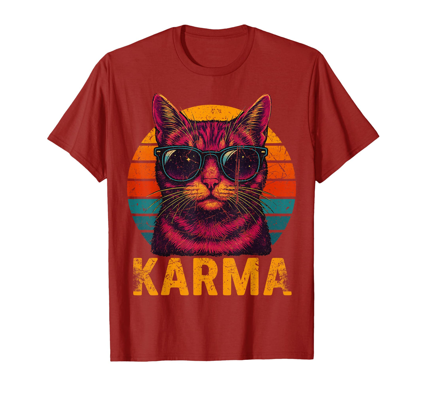 Vintage Cat Music Gifts For Teens Girls Kids Women Men Karma T-Shirt