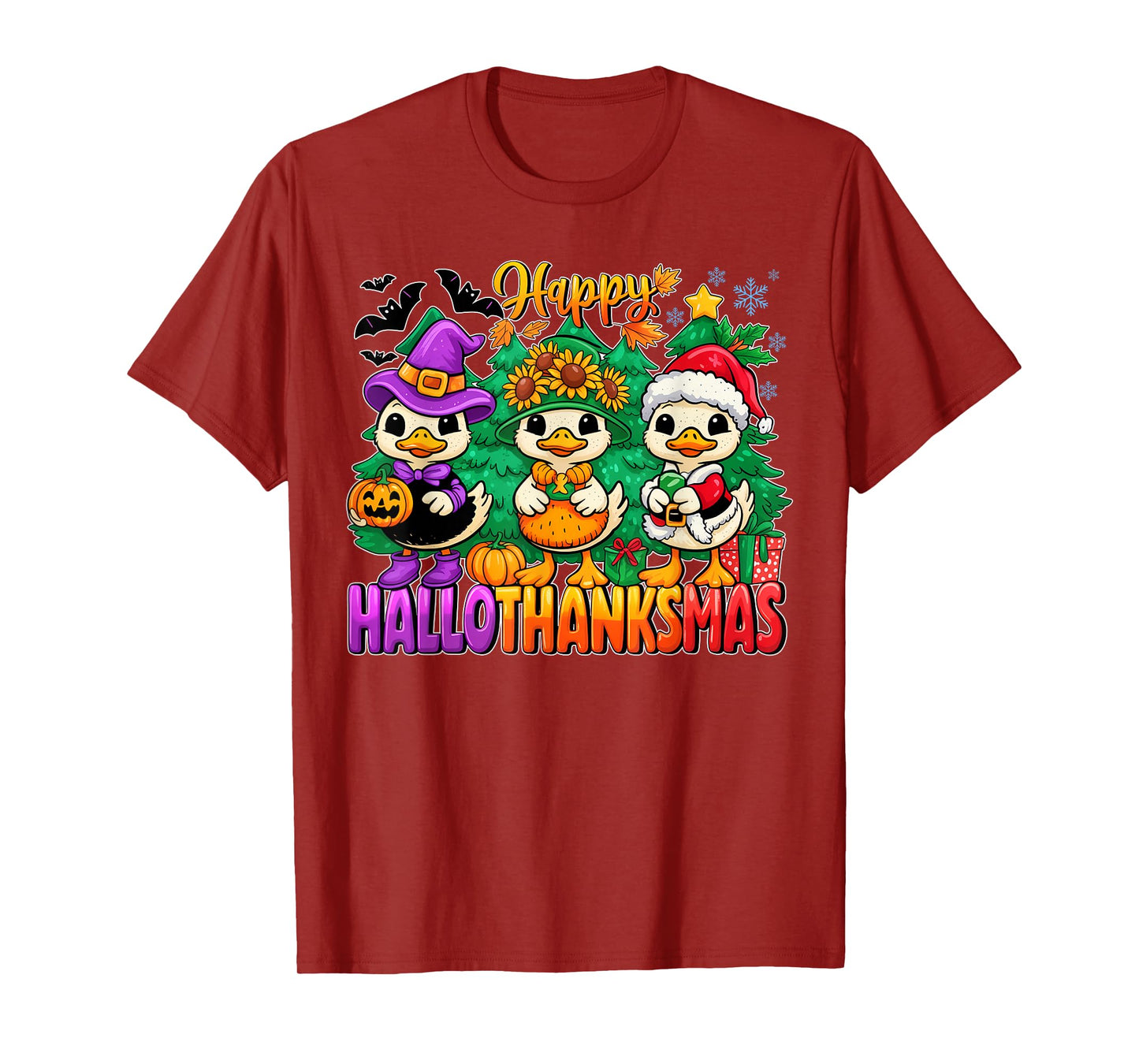 Gooses Halloween Thanksgiving Christmas Happy HalloThanksMas T-Shirt