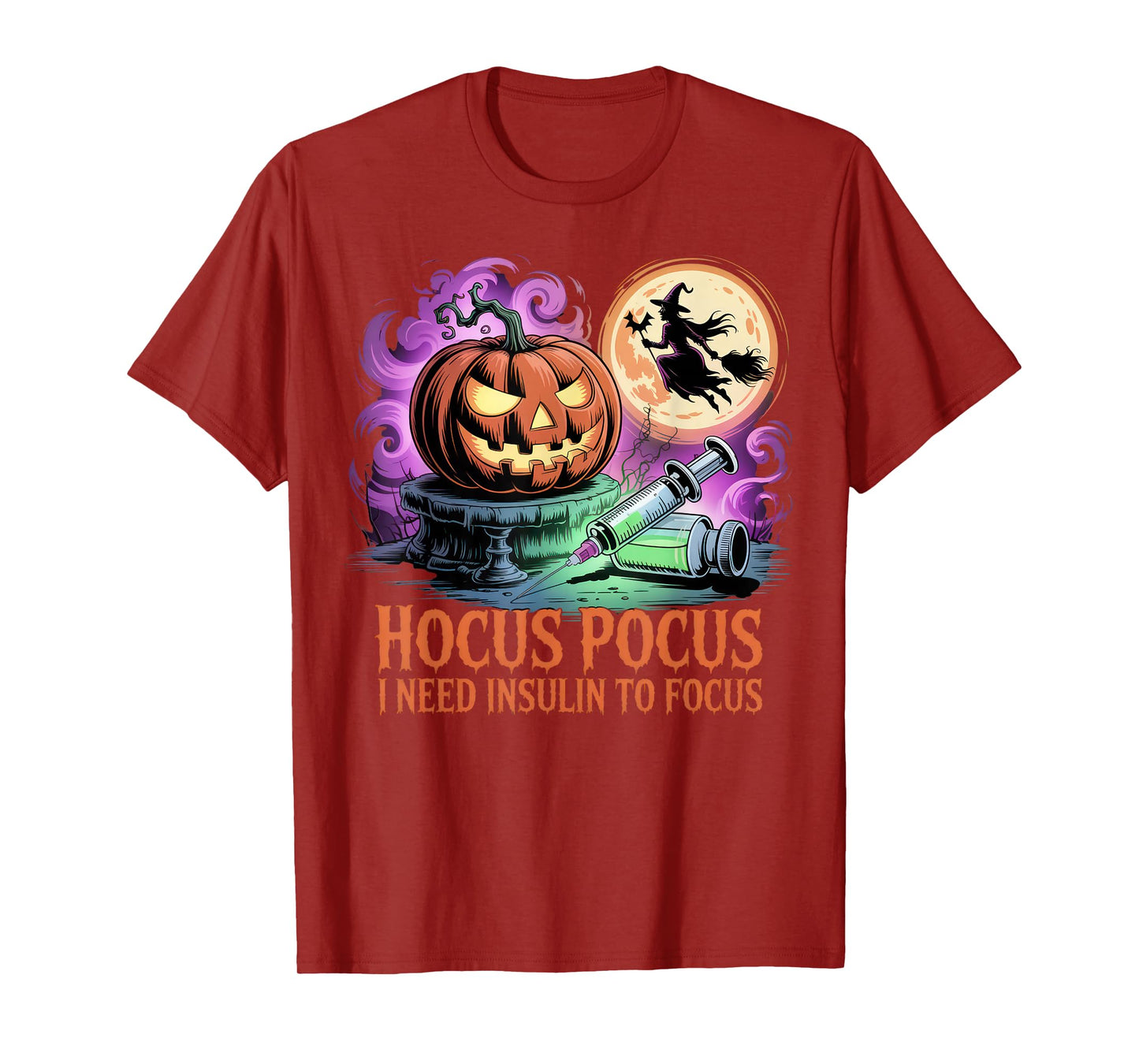 Funny Halloween Diabetic Hocus Pocus I Need Insulin to Focus T-Shirt