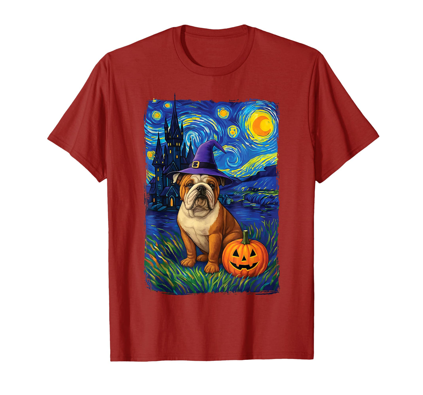 Bulldog Starry Night Halloween T-Shirt