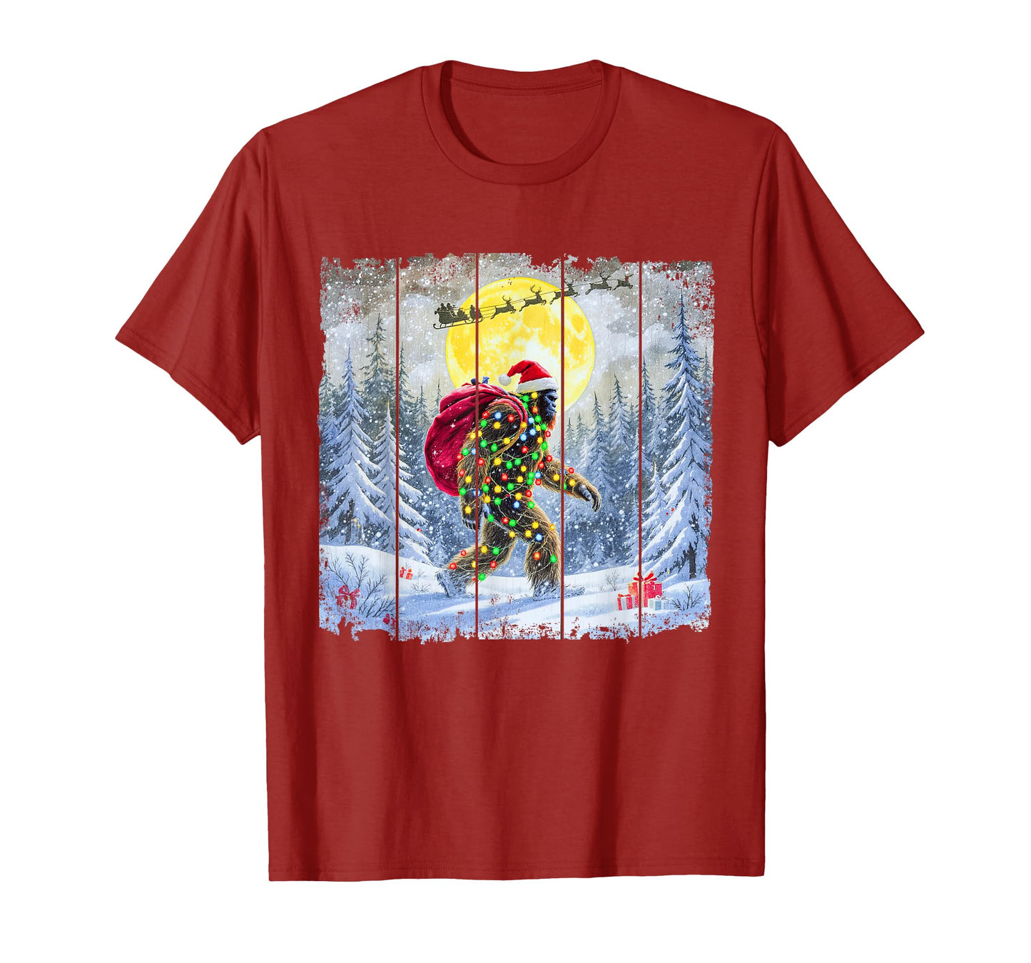 Bigfoot Christmas Shirt Christmas Tree Xmas Sasquatch T-Shirt