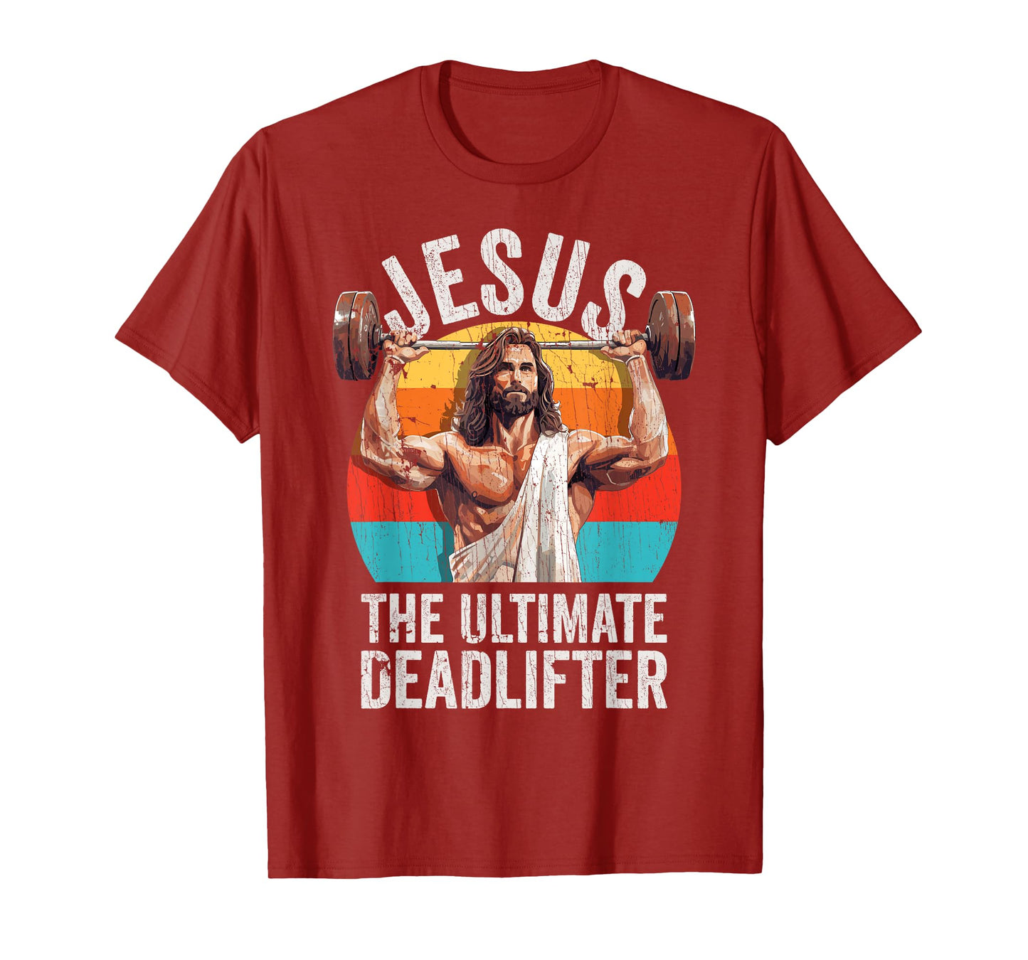 Vintage Jesus The Ultimate Deadlifter Funny Gym Bodybuliding T-Shirt