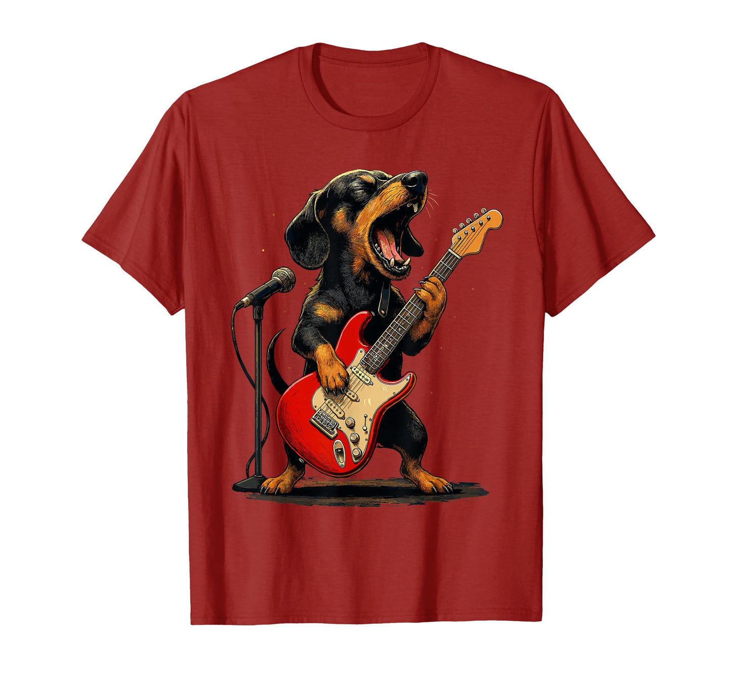 Dachshund Dog Guitar Shirt, Funny Rock and Roll Weenie Dog T-Shirt