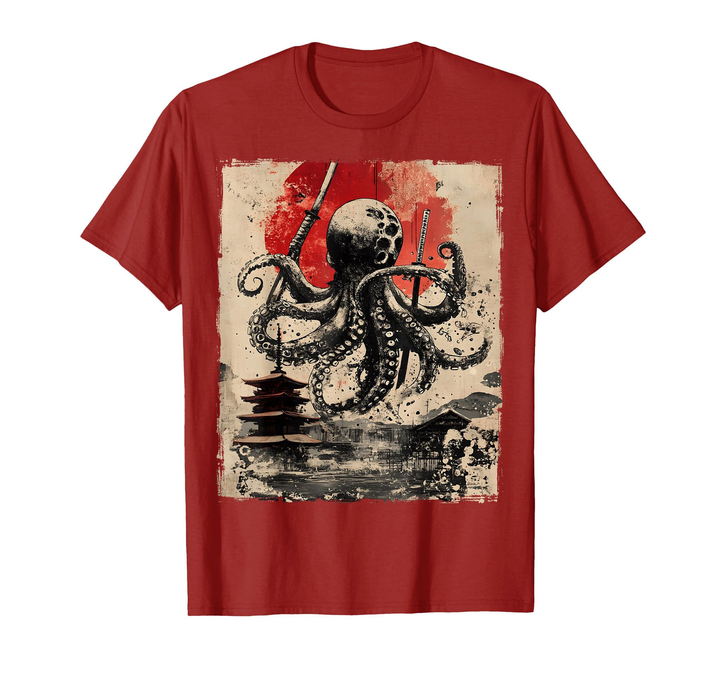 Samurai Octopus Japanese Funny Vintage Ukiyo-e Art T-Shirt