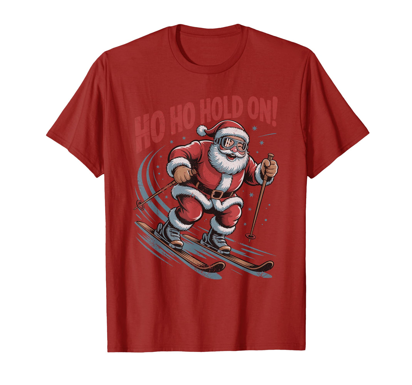 Santa Skiing Retro Vintage 90s Christmas Holiday Sports T-Shirt