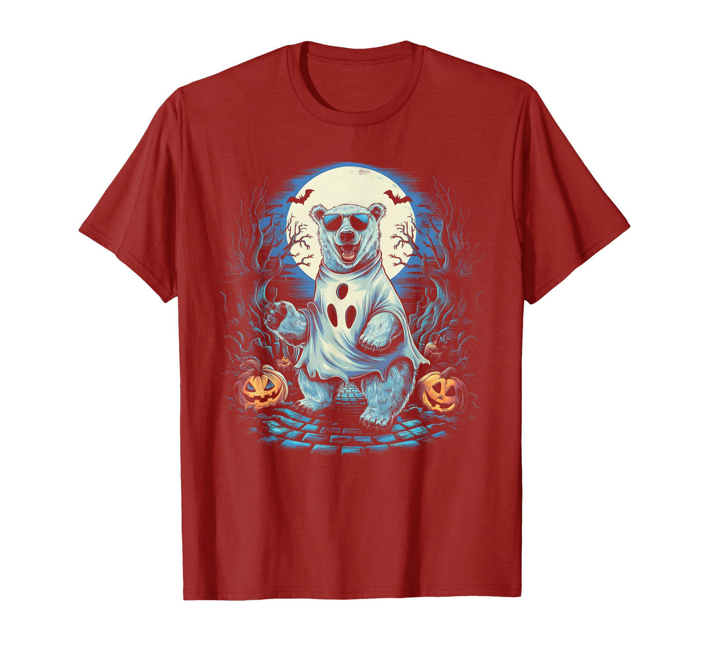 Cute Polar Bear Ghost Spooky Funny Halloween Costume Vintage T-Shirt