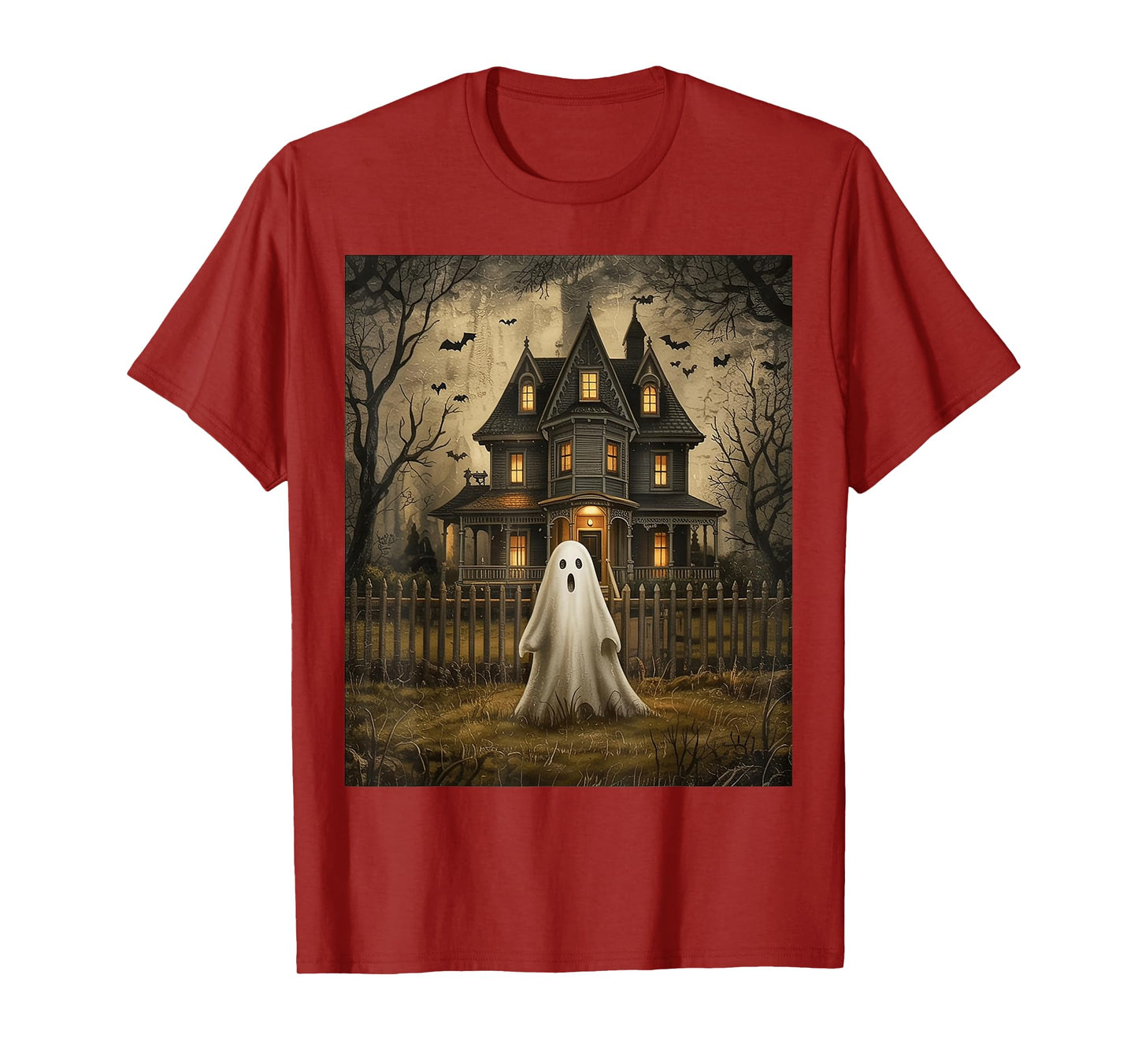 Vintage Ghost Boo Haunted House Halloween T-Shirt