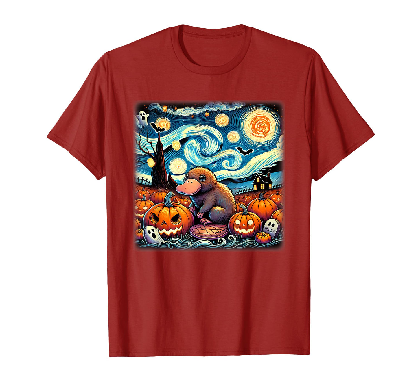 Starry Night Platypus Halloween T-Shirt