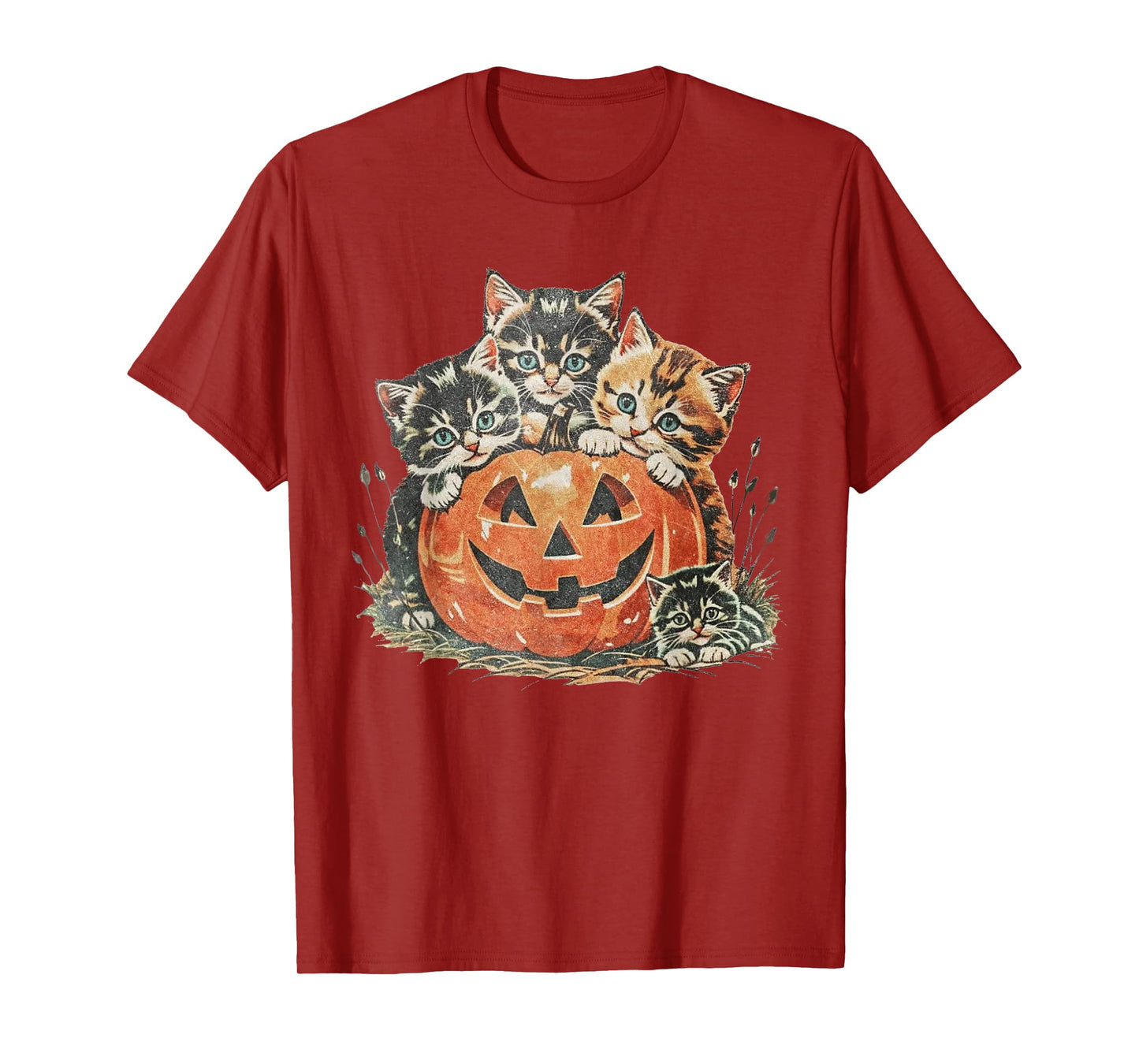 Vintage 90s Cat Halloween Spooky Season Pumpkin Cat Lover T-Shirt