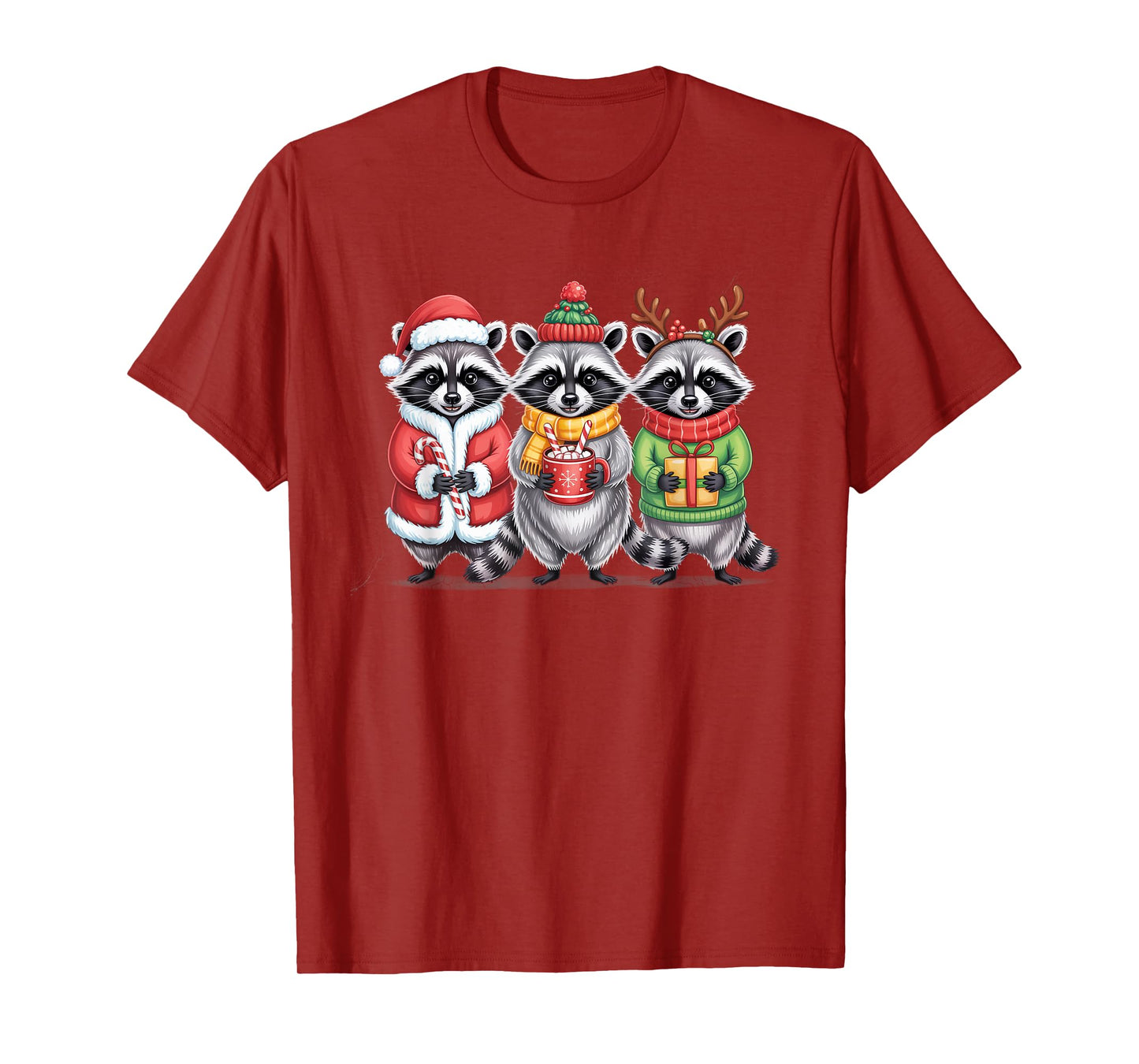 Cute Raccoon Christmas Funny Holiday Santa Claus Animal Gift T-Shirt