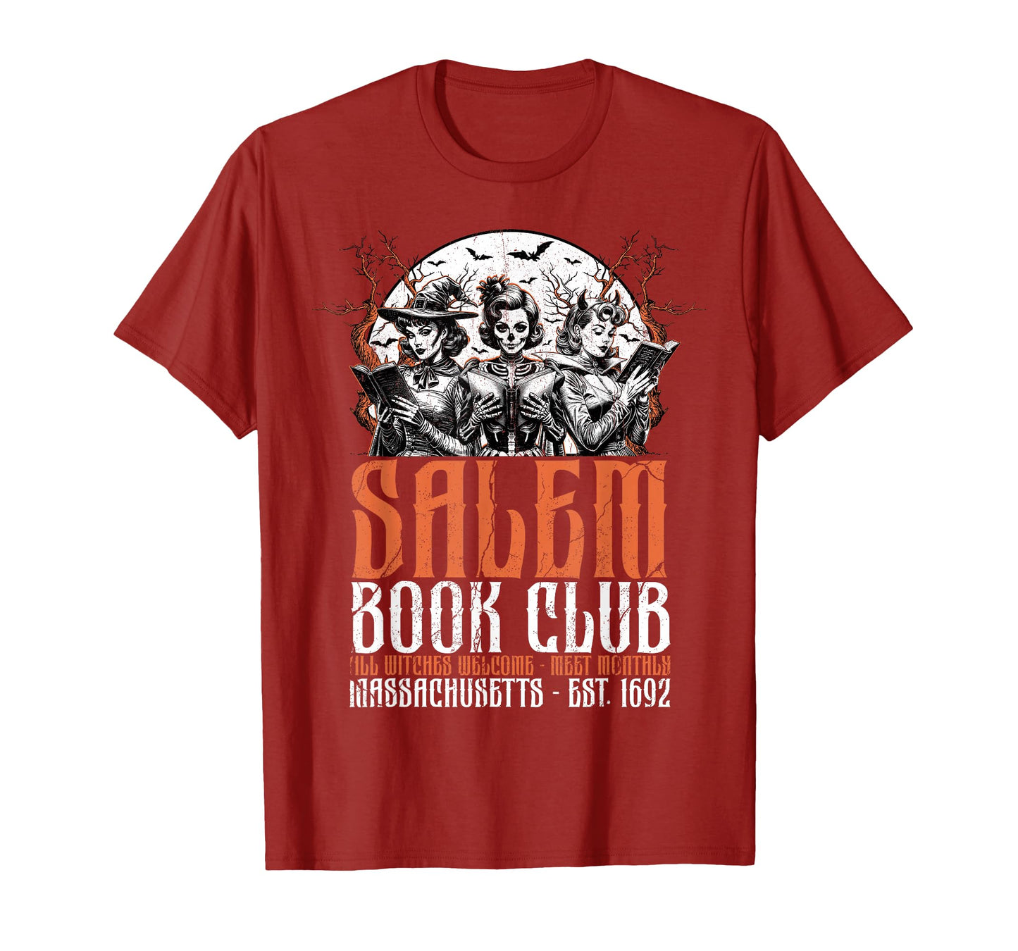 Halloween Salem Book Club Bookish Witch Spooky Season Retro T-Shirt