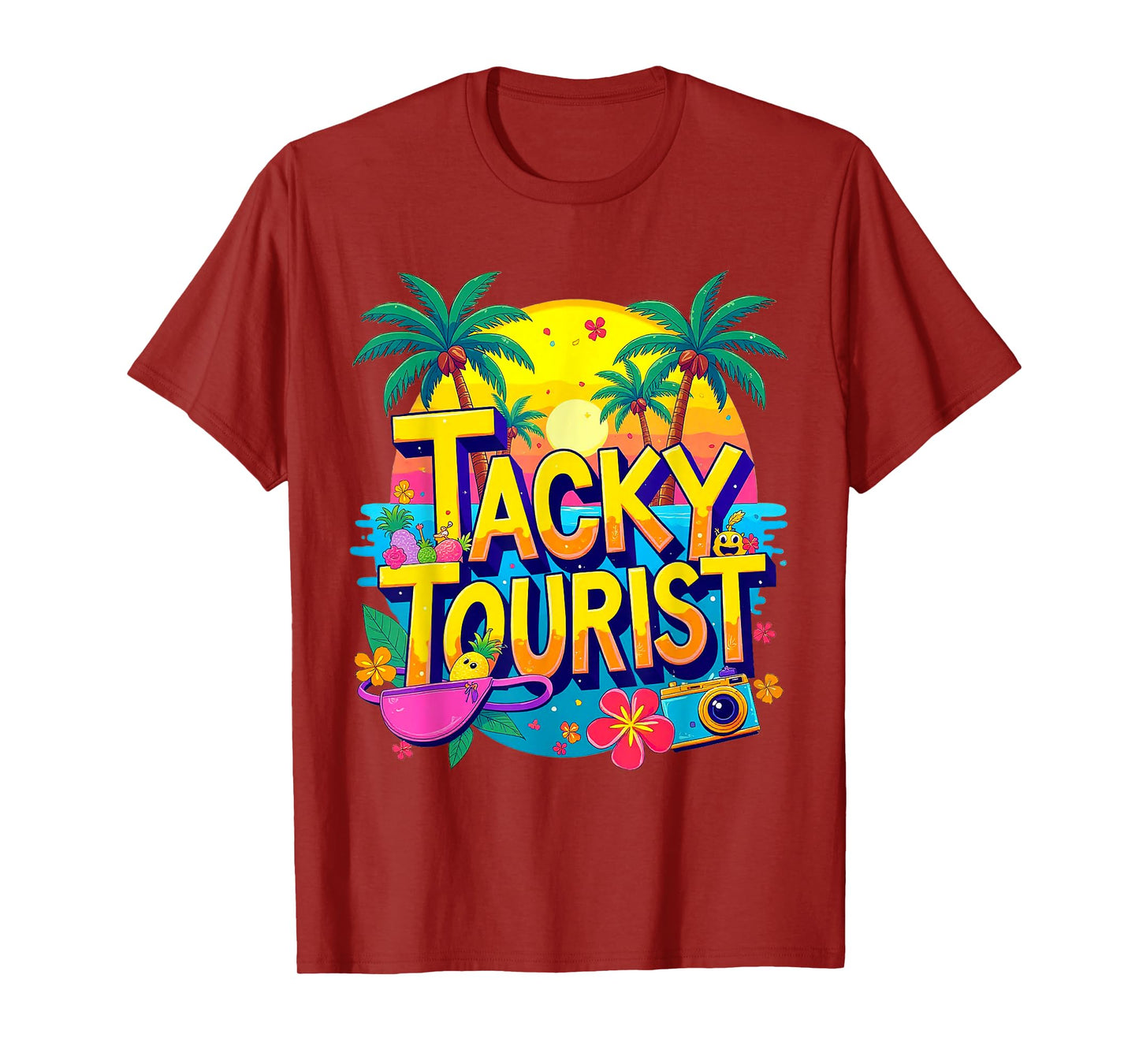 Funny Tourist Shirt & Vintage Hawaiian Accessories Unisex-Kids Tacky Tourist T-Shirt - Black, Small, Short Sleeve