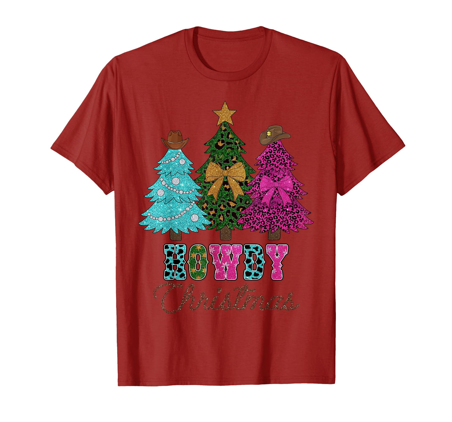 Howdy Christmas Tree Coquette Bow Western Xmas Pjs Cowgirl T-Shirt