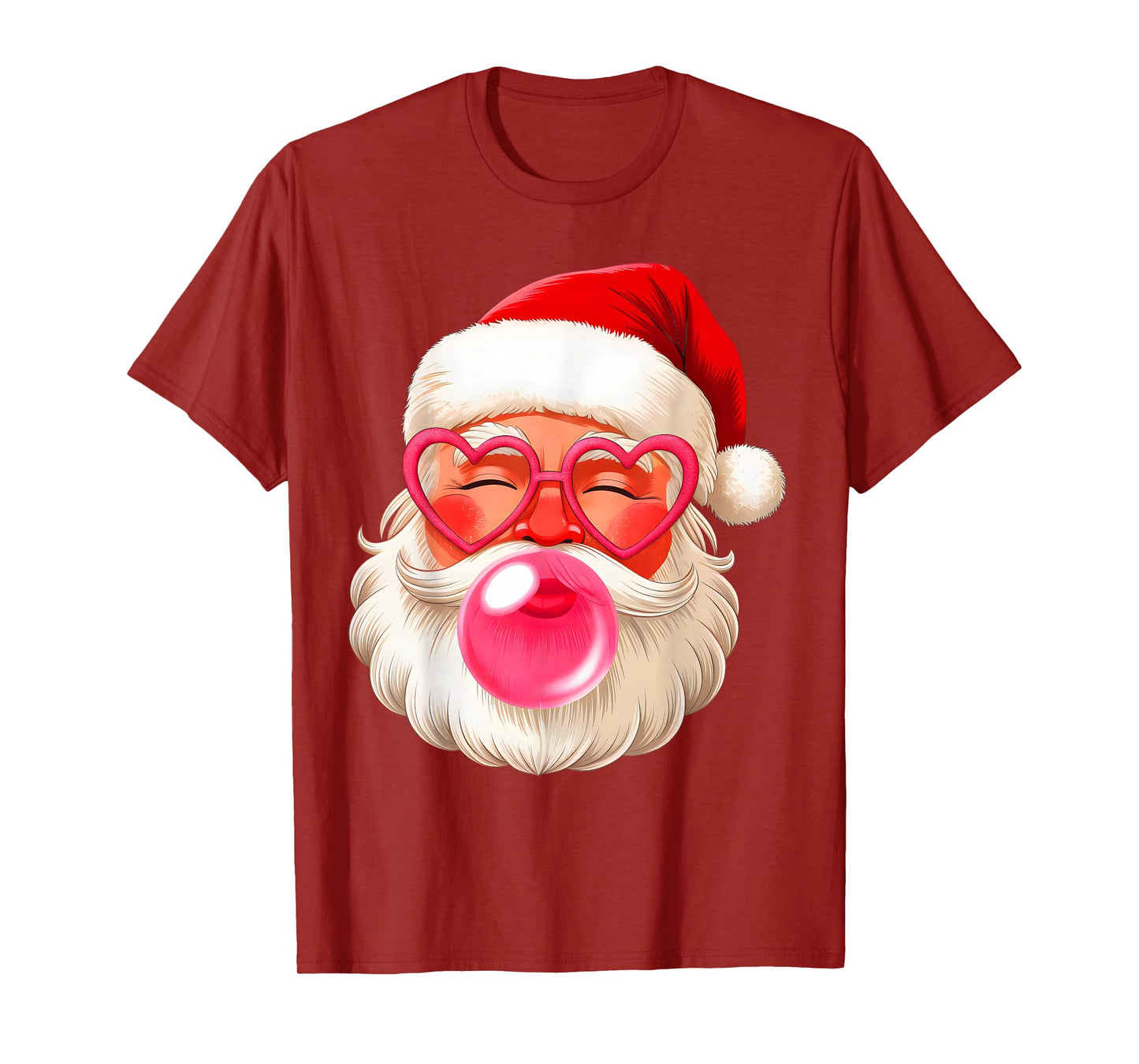 Santa Face Christmas Bubble Gum with Sunglasses Pink Santa T-Shirt
