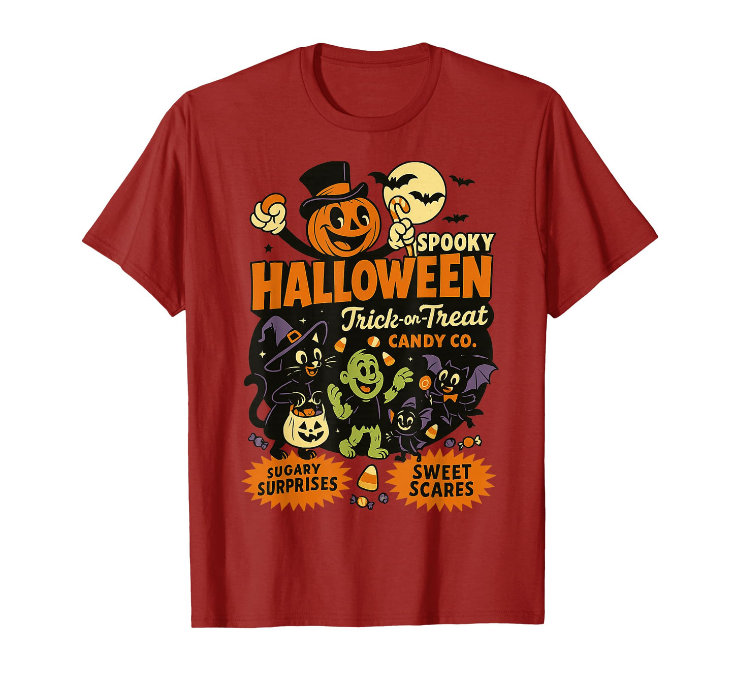 Spooky Pals Halloween Trick or Treat Candy Co Retro Design T-Shirt