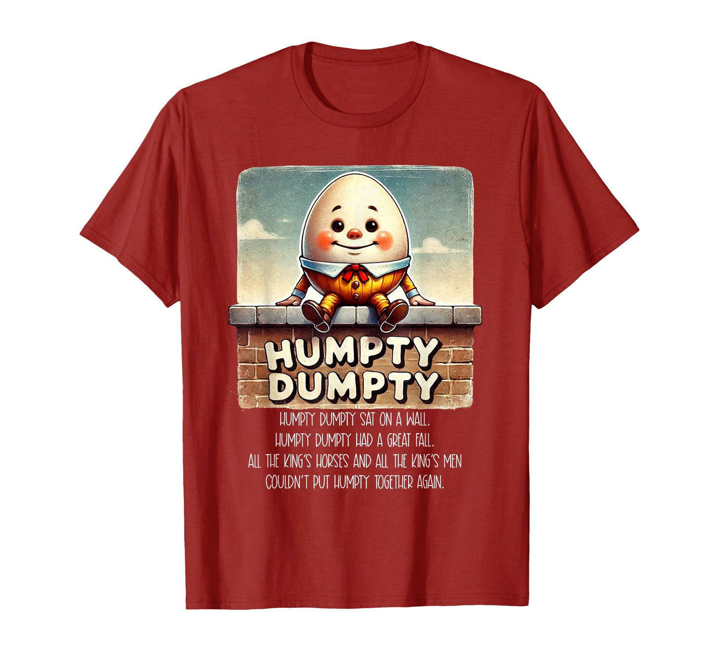 Humpty Dumpty Kids Nursery Rhyme Retro Humpty Dumpty Poem T-Shirt