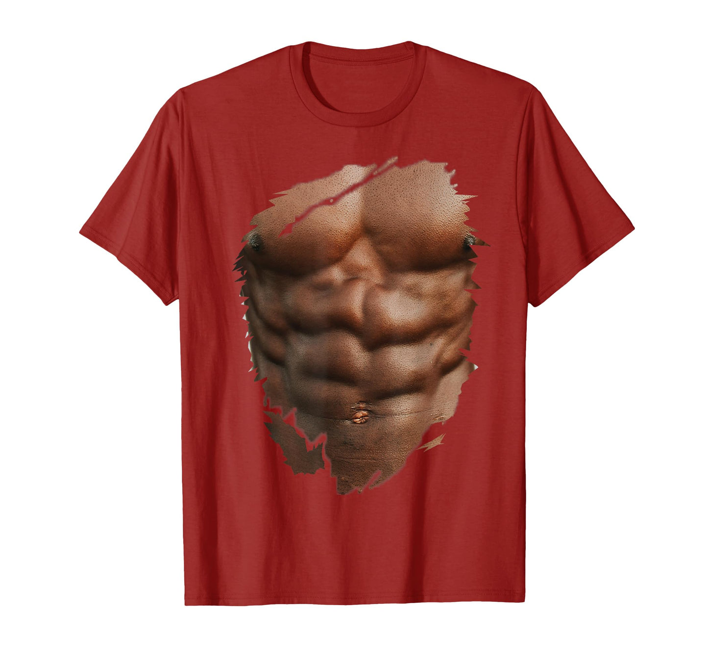 Funny Fake Ripped Muscles Six Pack Abs Black Bodybuilder T-Shirt