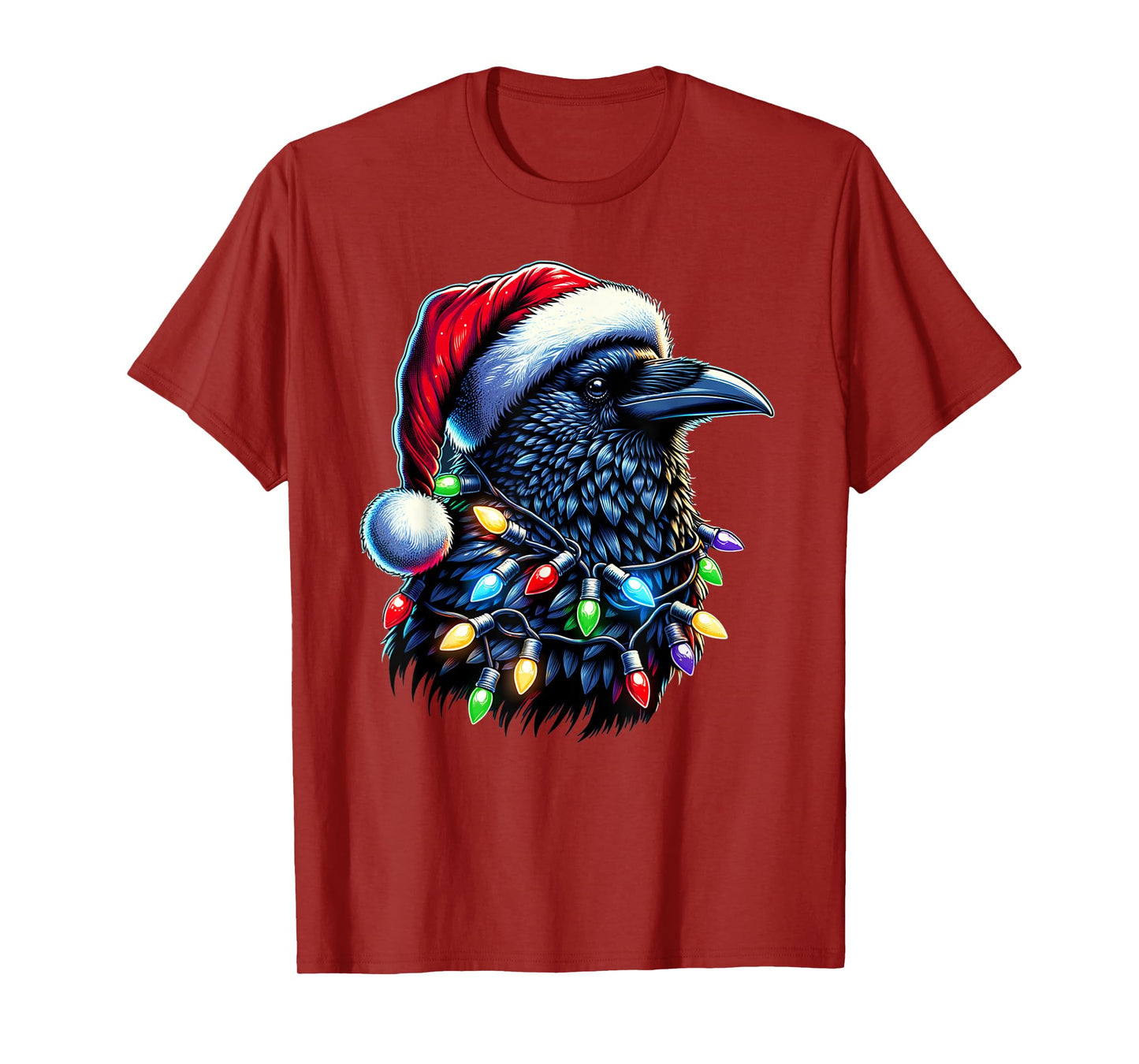 Raven Santa Christmas Tree Lighting Men Women Xmas Funny T-Shirt