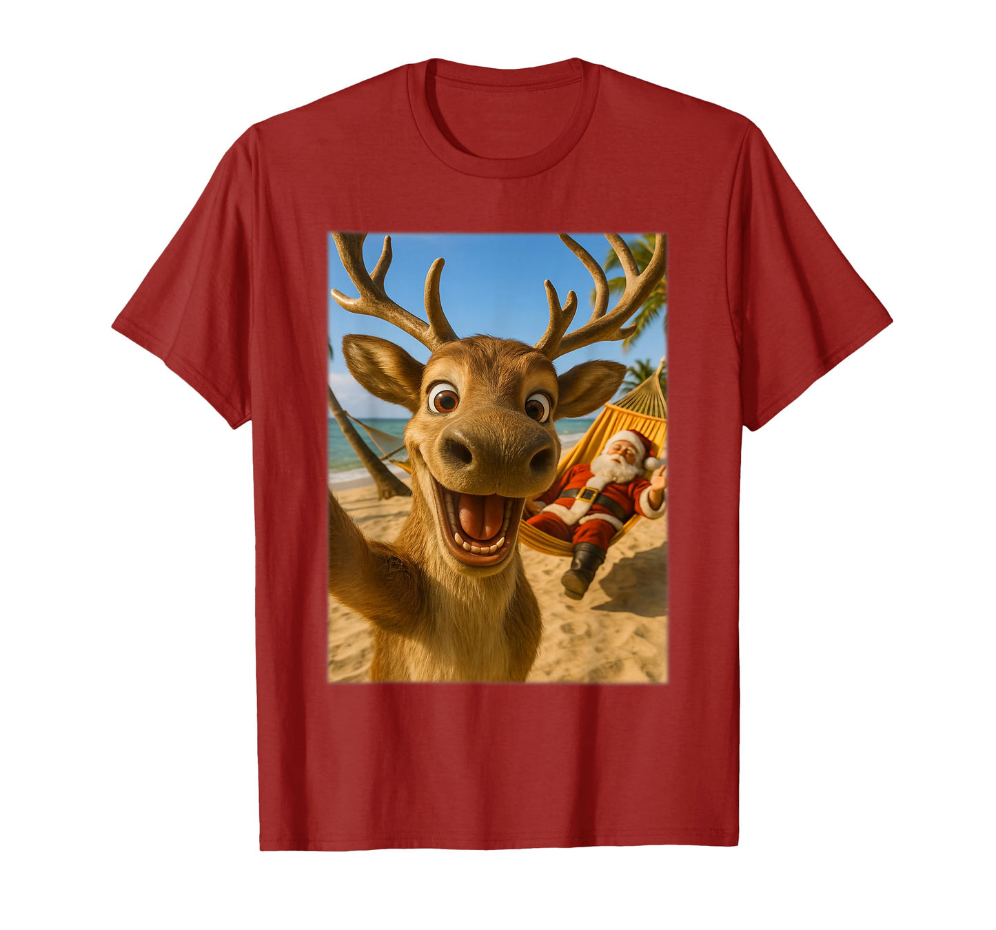 Christmas Reindeer Shirts for Women, Santa Reindeer Selfie T-Shirt