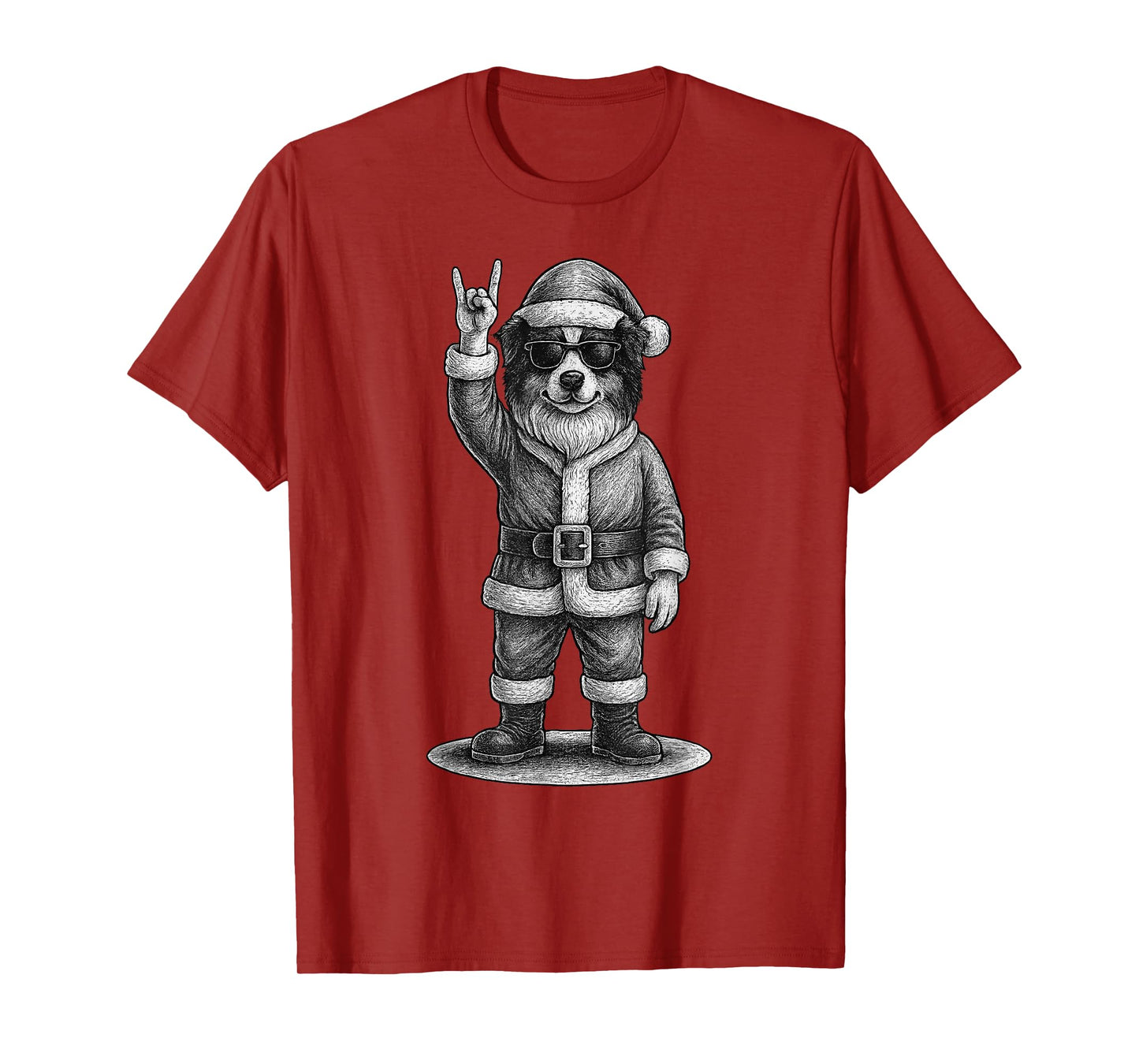 Australian Shepherd Rock Music Christmas Dog Lover T-Shirt
