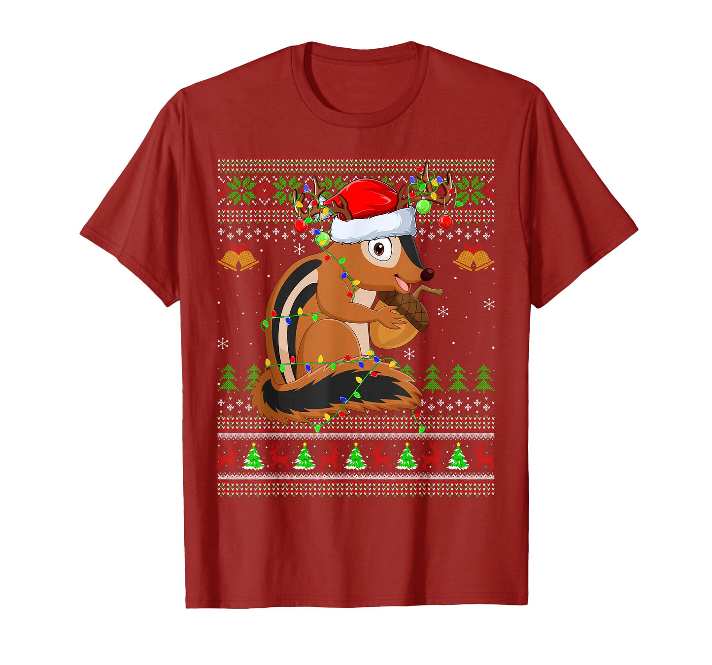 Chipmunk Ugly Christmas Sweaters Holiday Santa Cute Xmas T-Shirt