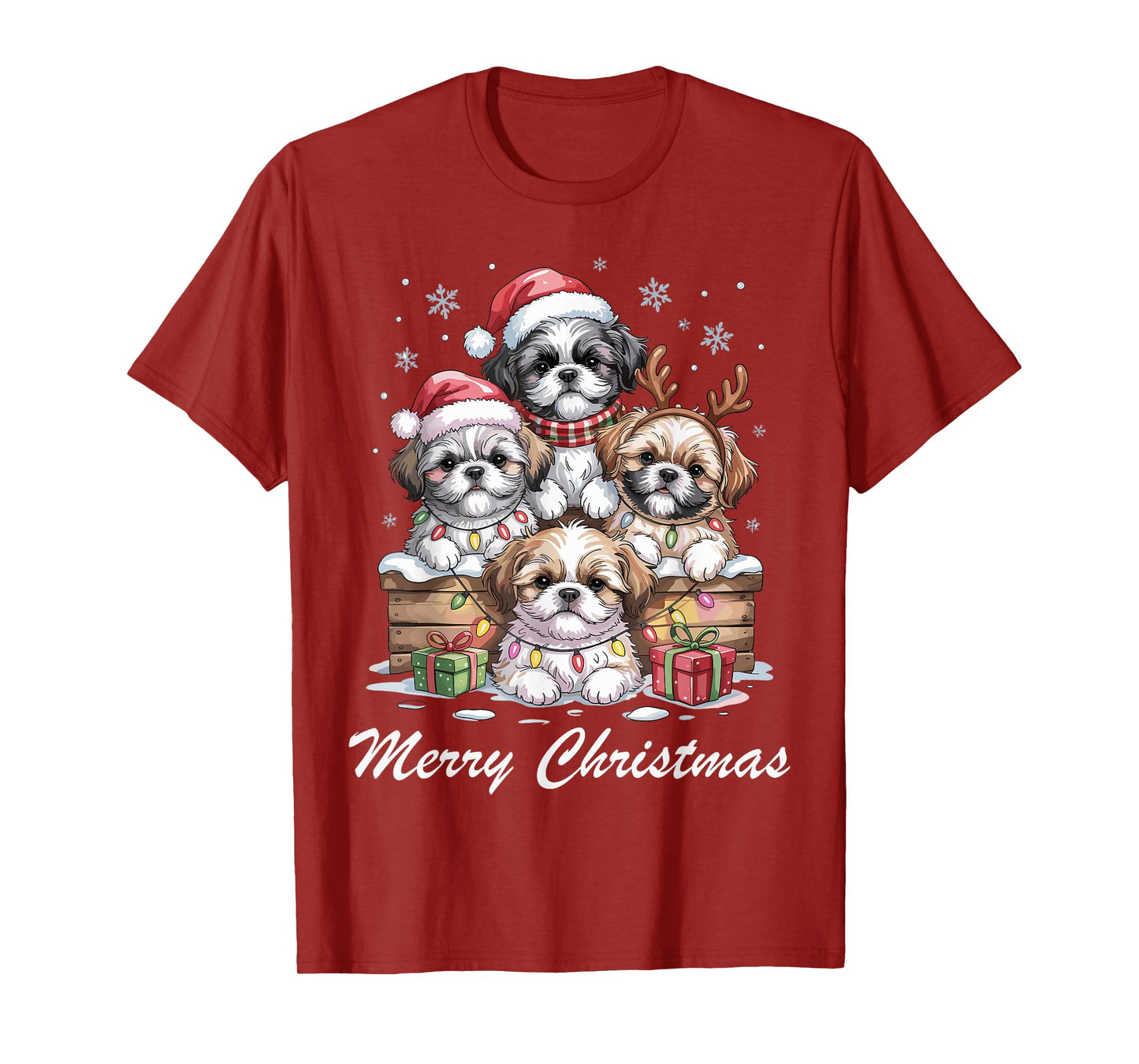 Shih Tzu Merry Christmas Funny Dog Lovers Holiday Pajama T-Shirt