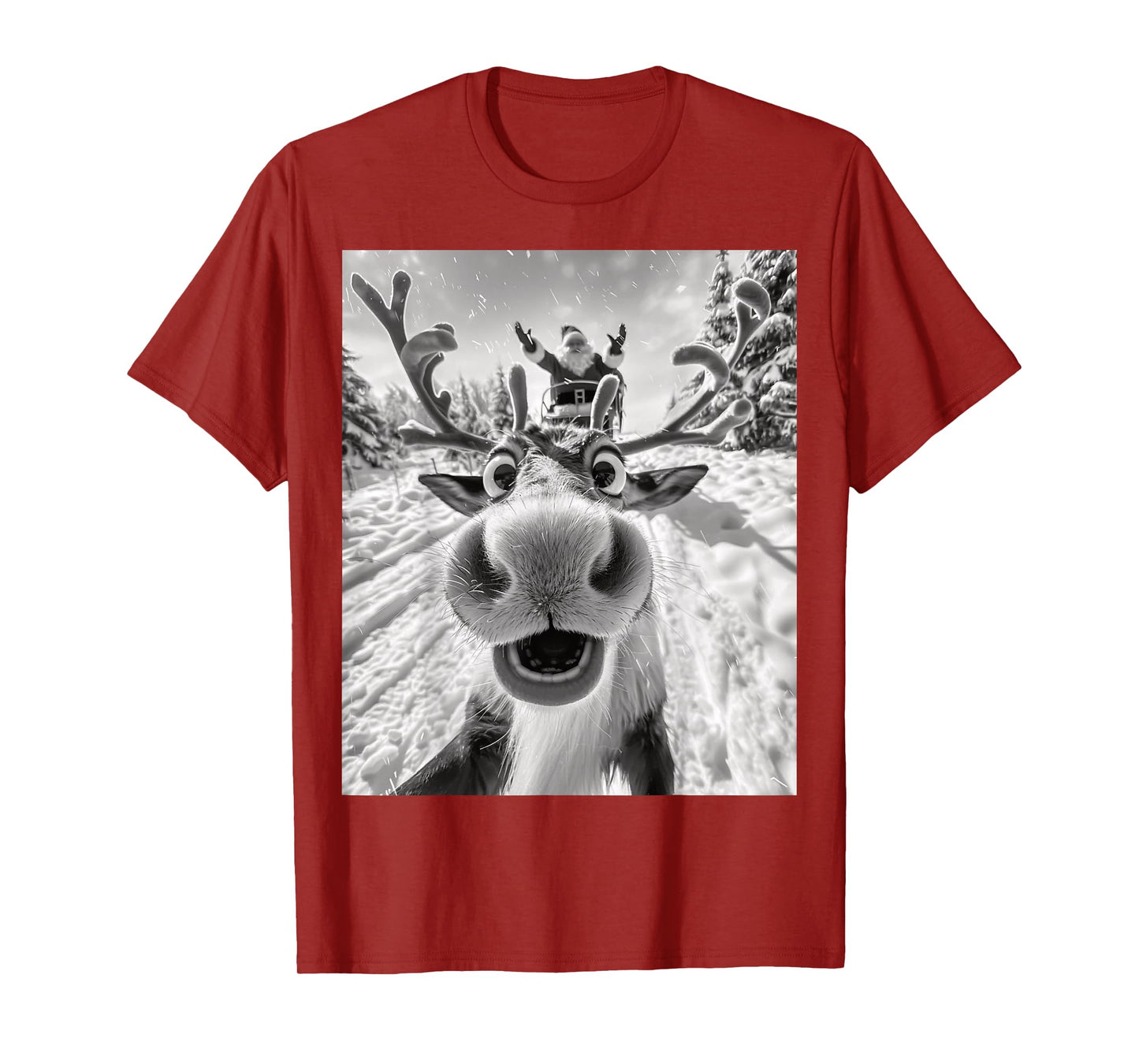 Funny Reindeer Selfie Christmas T-Shirt
