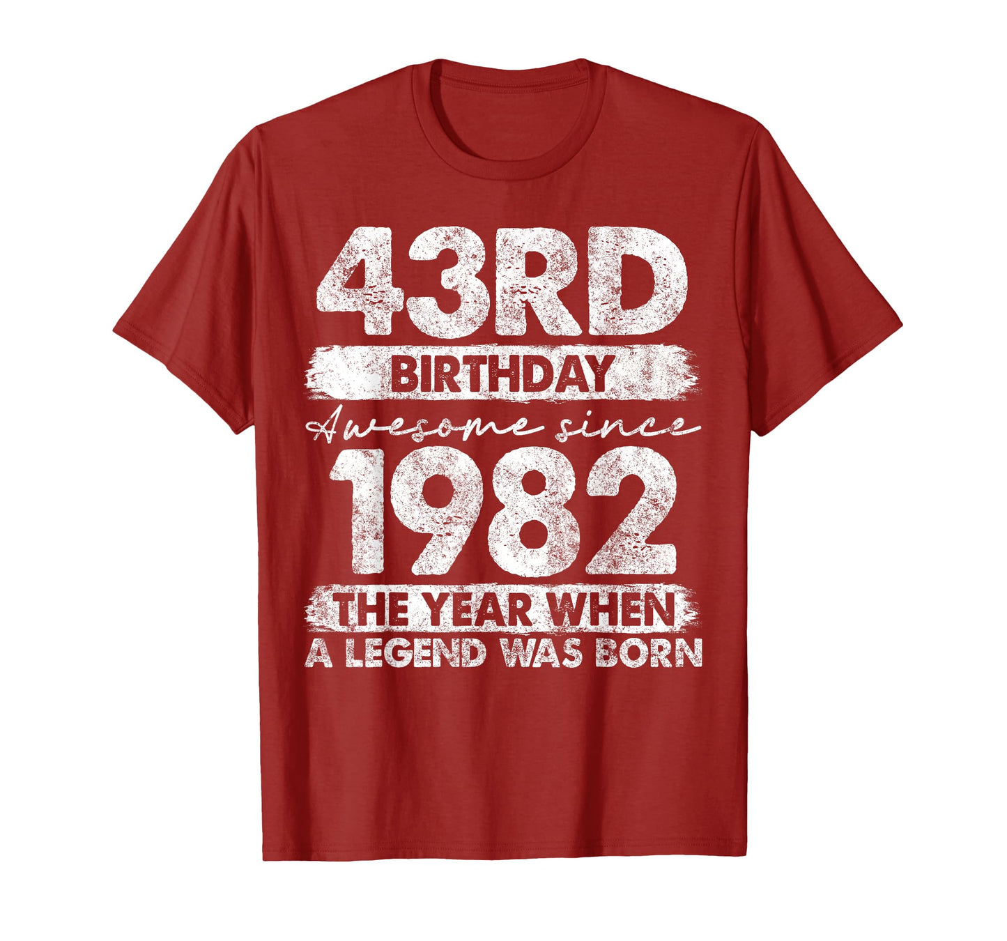 Vintage Legend Birthday Shirts For Men Women 2025 43 Year Old Gifts Vintage 1982 Limited Edition 43rd Birthday T-Shirt Black Unisex-Adults T-Shirt