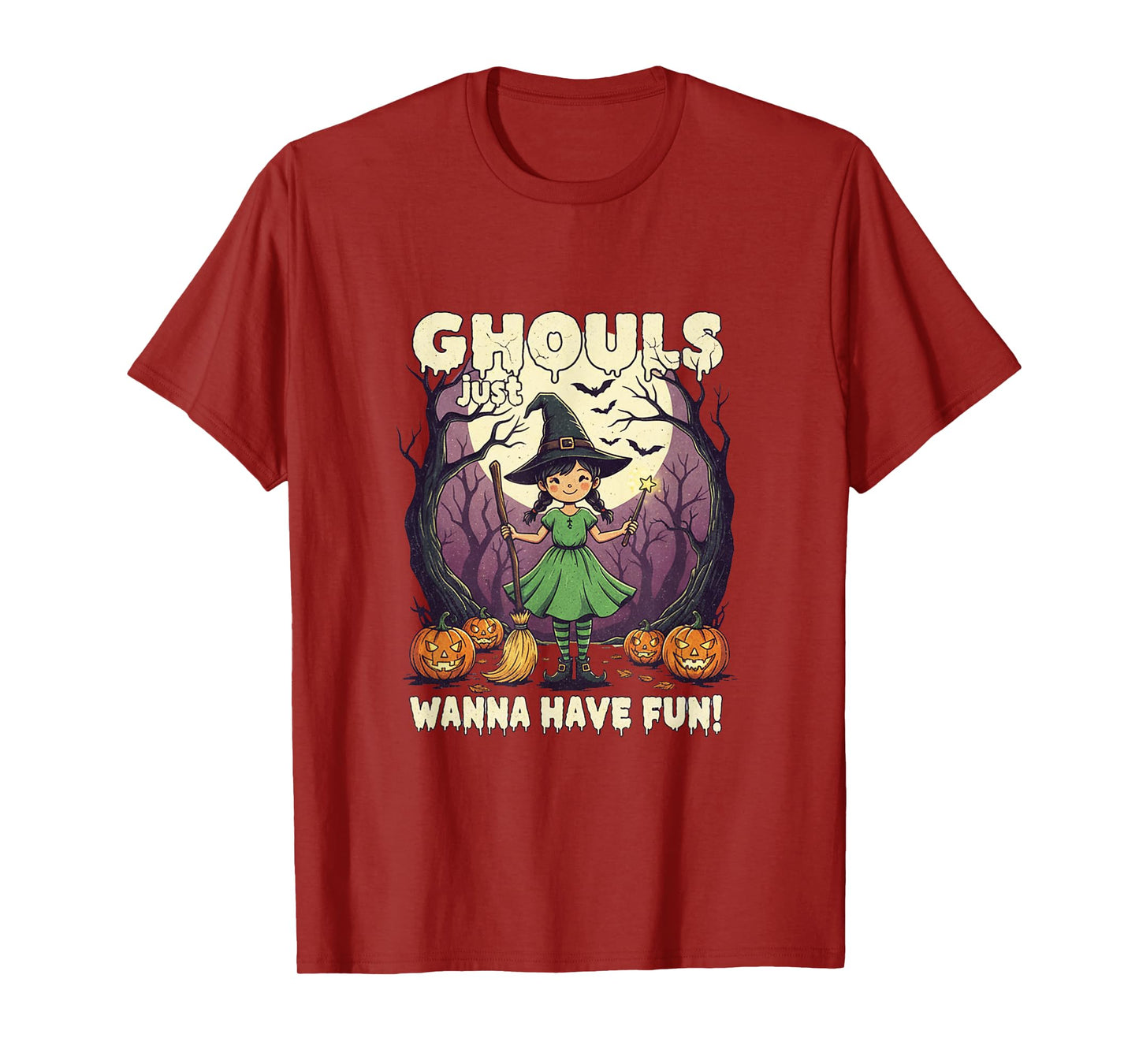 Ghouls Just Wanna Have Fun! Cute Witch Halloween Graphic T-Shirt