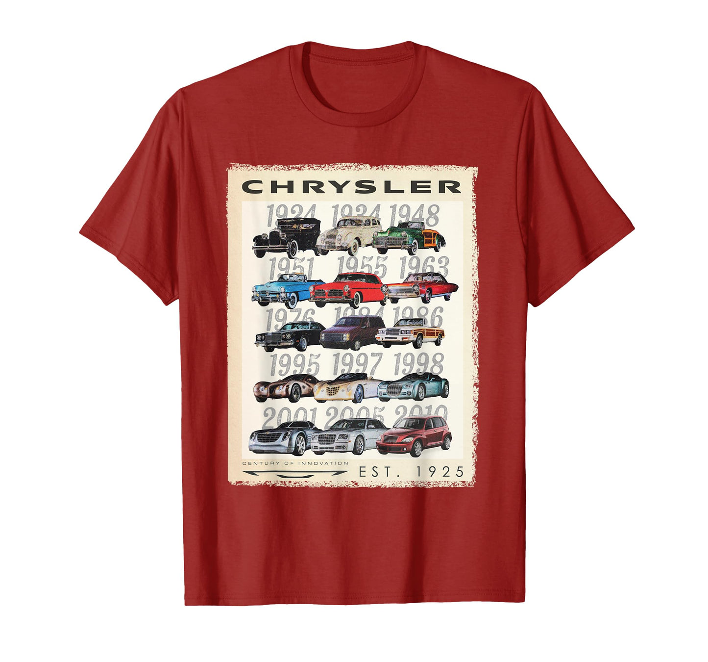Chrysler Century of Innovation Vintage Cars Frame T-Shirt