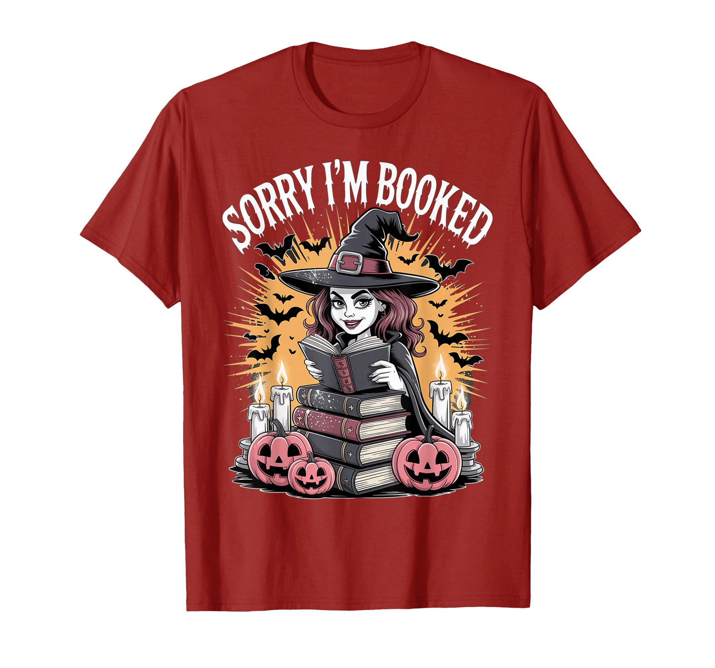 Halloween Book Lover Witch Spellbooks Sorry Booked Reading T-Shirt