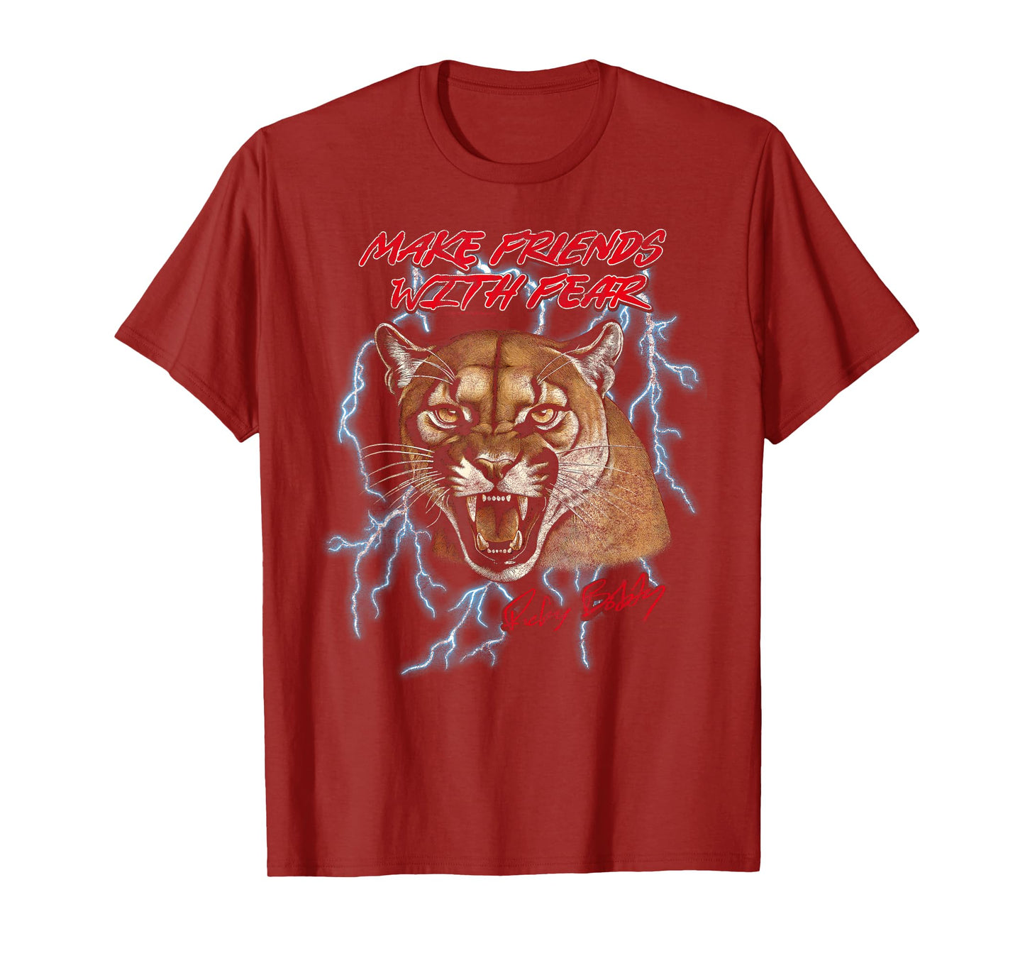 Talladega Nights Make Friends with Fear Cougar Vintage Movie T-Shirt