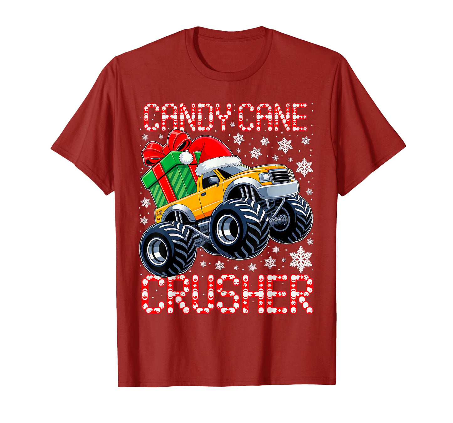 Christmas Candy Cane Crusher Xmas Monster Truck Toddler Boys T-Shirt