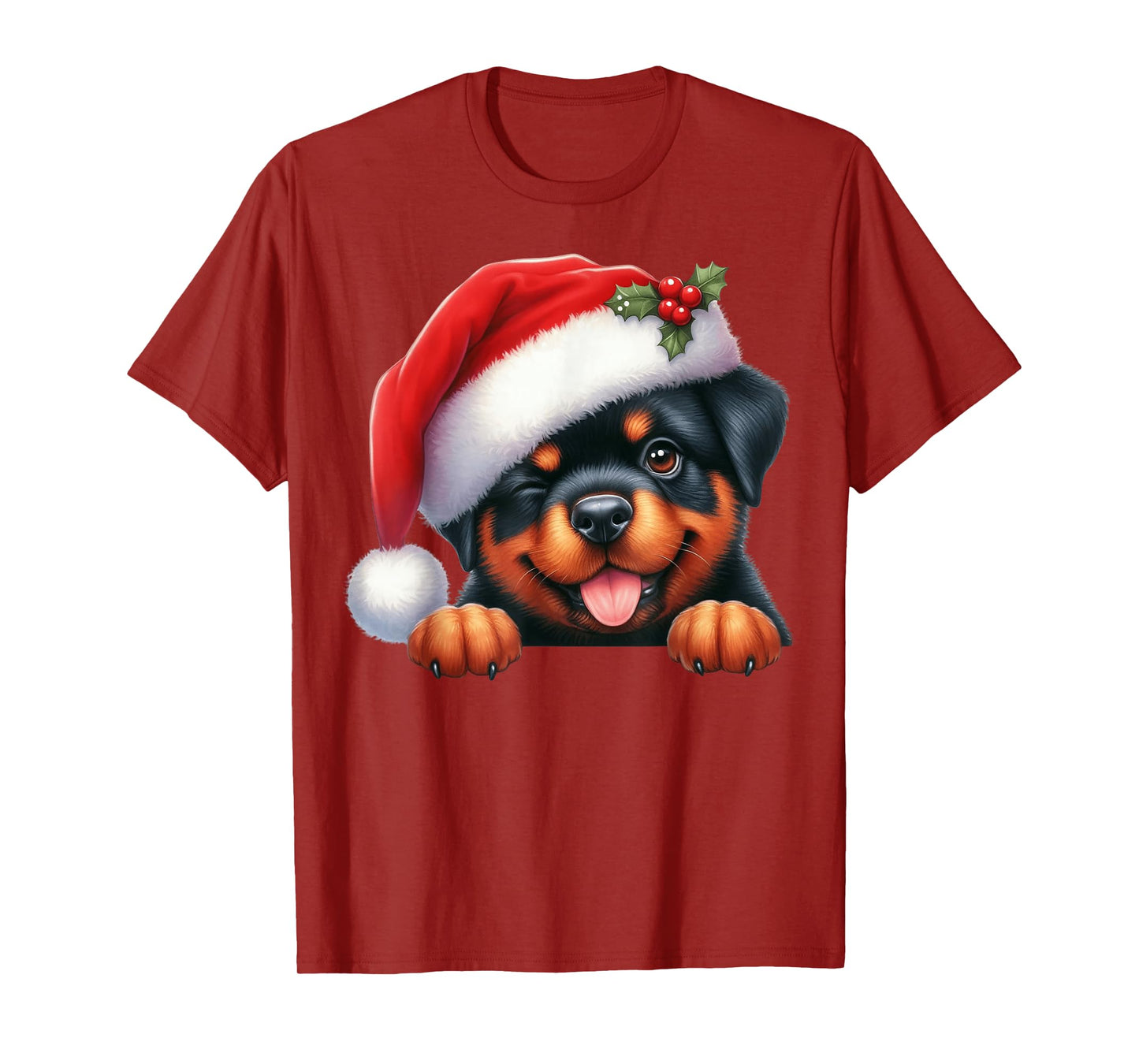 Rottweiler Dog Christmas Santa Hat Dog Mom Dad T-Shirt
