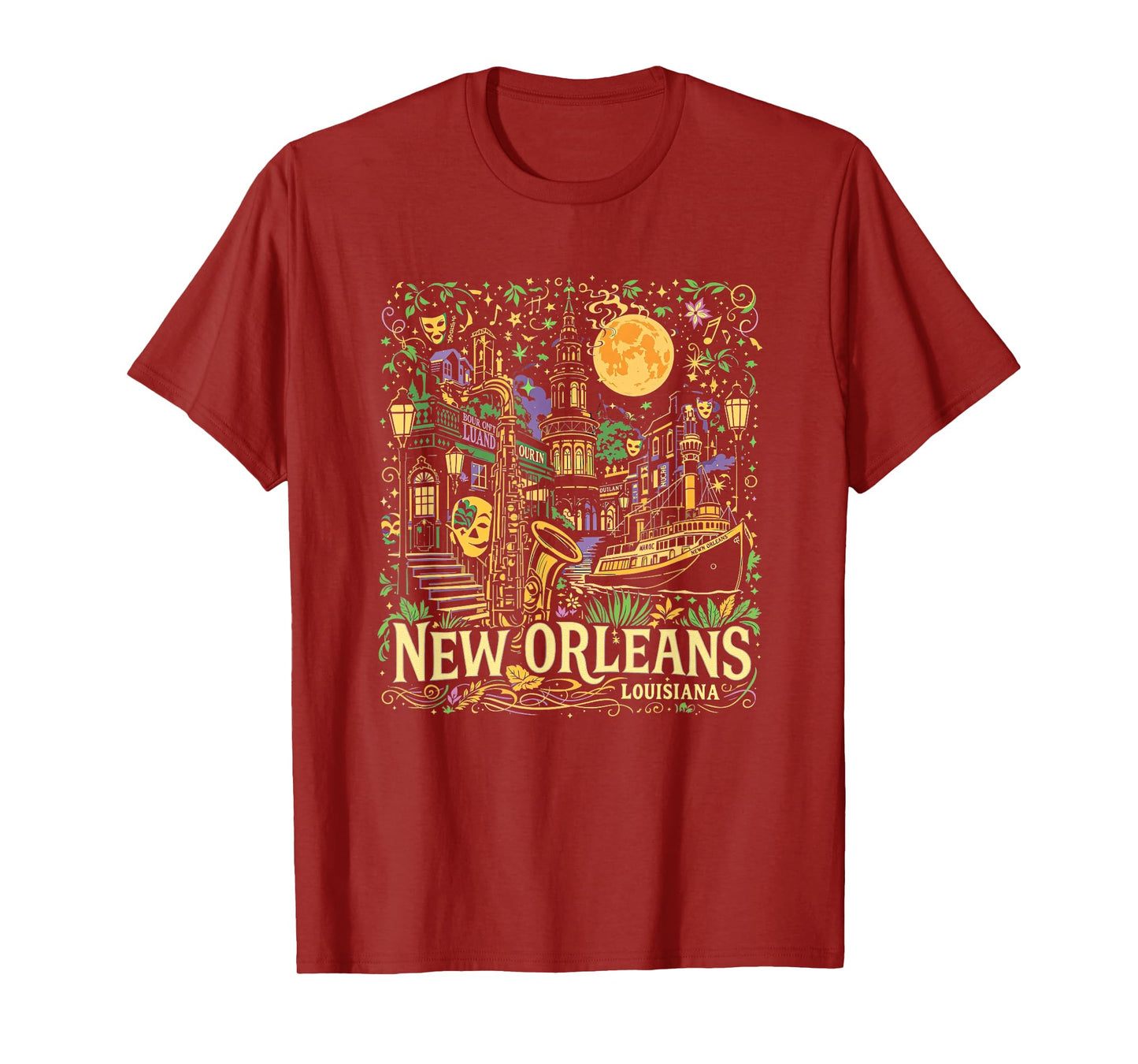 Vintage New Orleans Louisiana Sunset Skyline Cityscape Retro T-Shirt