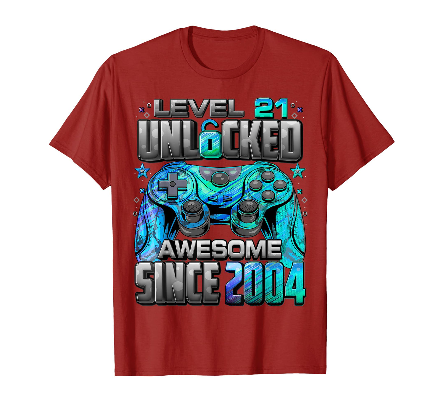 Level 21 Unlocked Awesome Since 2004 21st Birthday Gaming T-Shirt