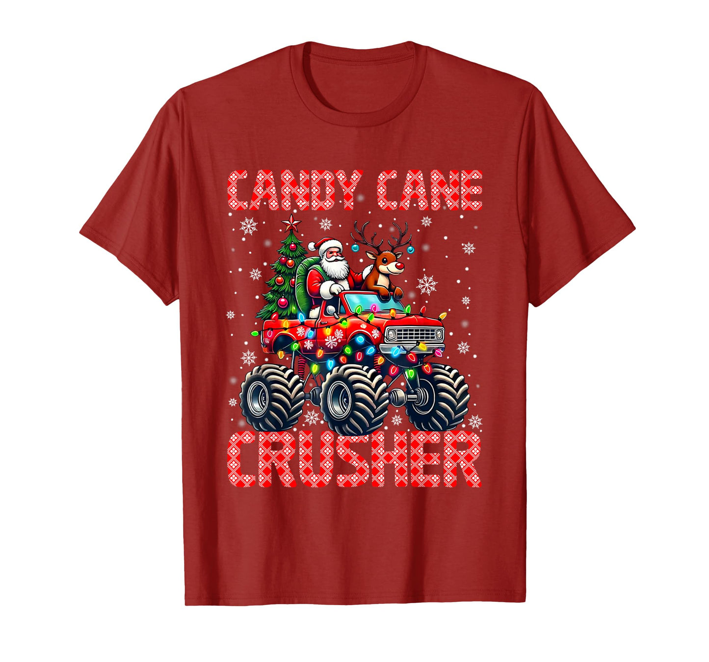 Candy Cane Crusher Christmas Monster Truck Xmas Santa Claus T-Shirt
