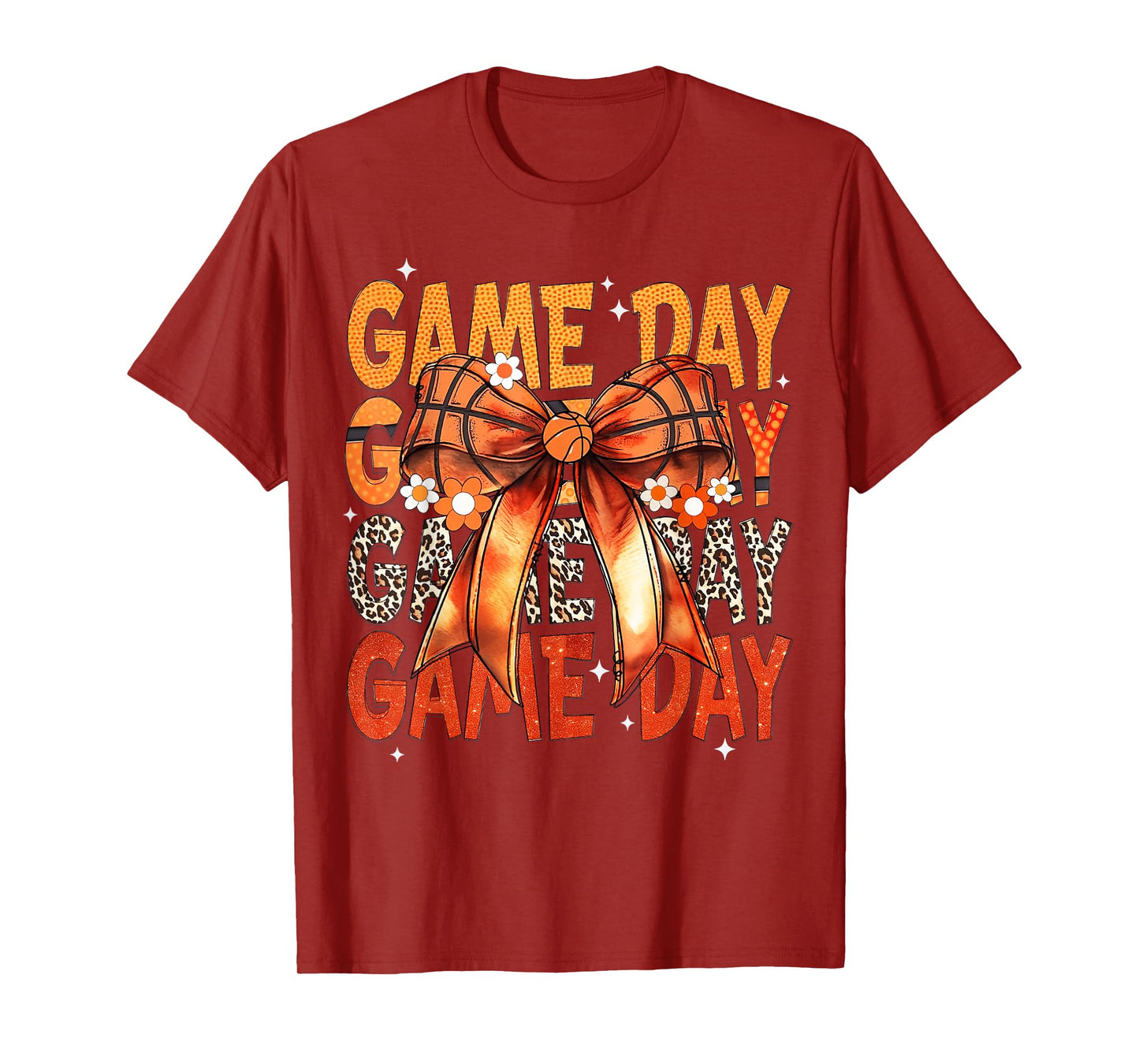 Basketball Bow Game Day Retro Basketball Lovers Girly T-Shirt