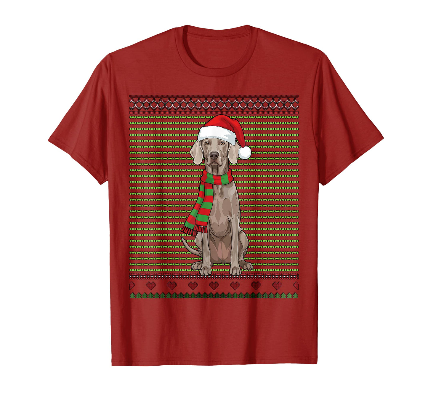 Santa Weimaraner Dog Breed Braco De Weimar Ugly Christmas T-Shirt