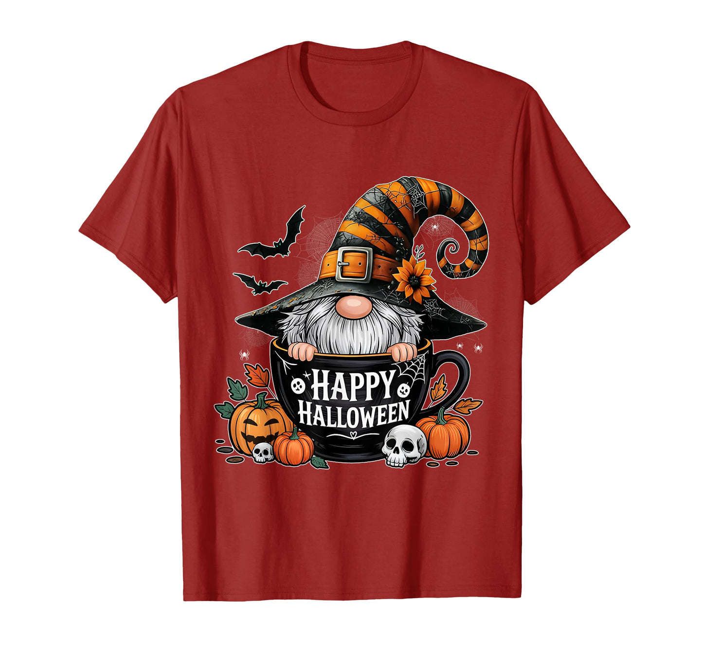 Funny Sunflower Gnome Witch Pumpkins Halloween Costume Women T-Shirt