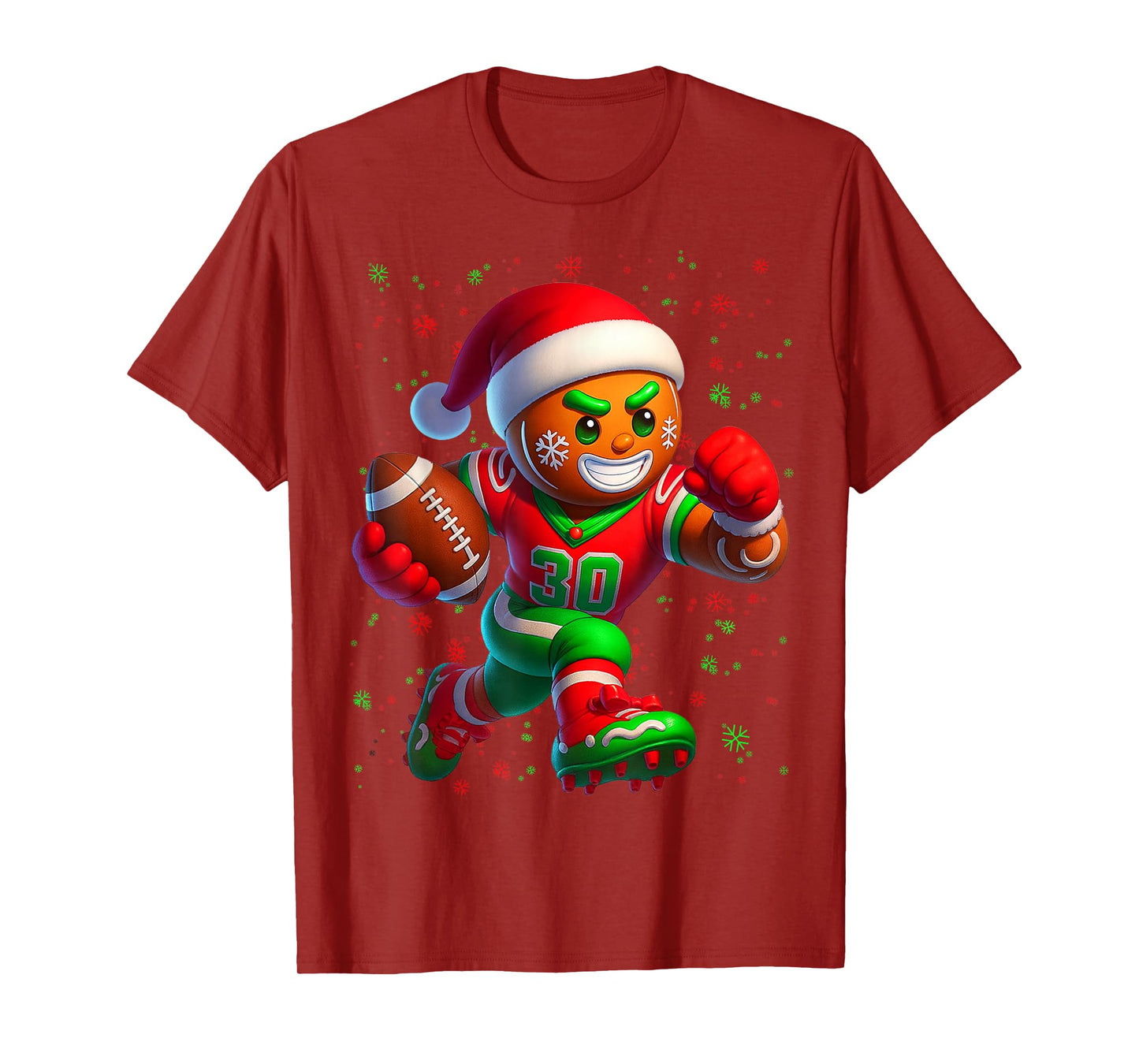 Funny Gingerbread Football Snowflake Christmas Xmas Men Boys T-Shirt