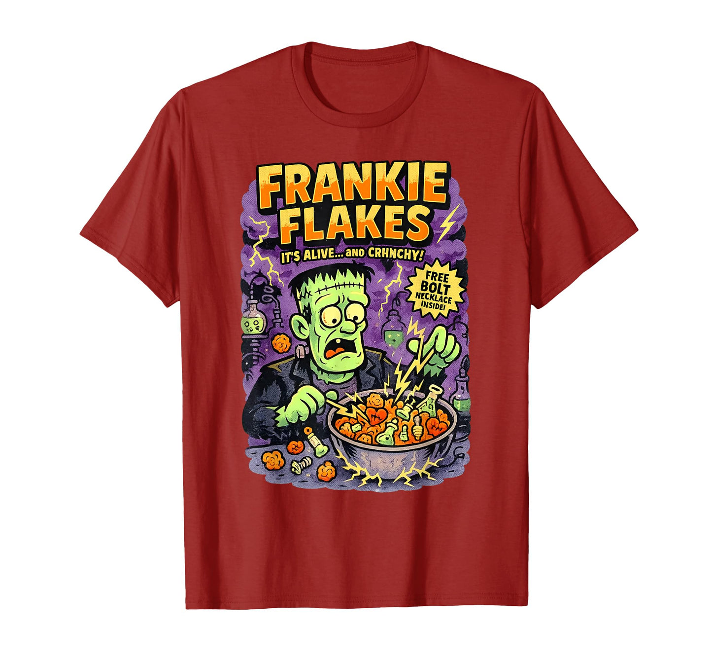 Retro Funny Frankie Flakes Cereal Frankenstein Monster Lover T-Shirt