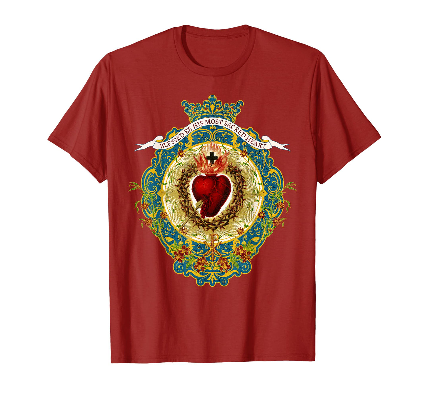 Sacred Heart of Jesus Symbol Divine Praises Vintage Catholic T-Shirt