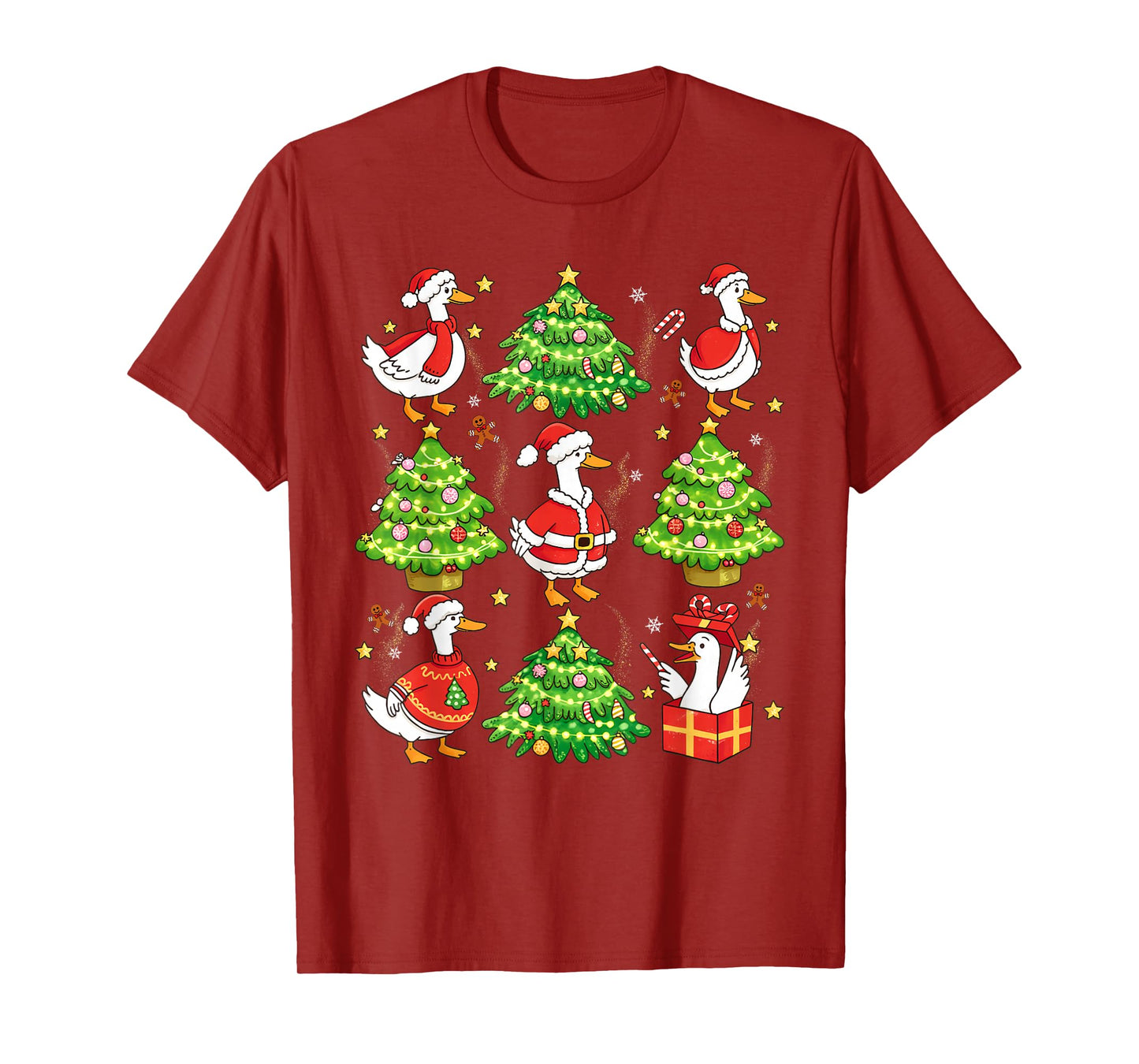 Christmas Silly Goose Santa Xmas Tree Lights Men Women Kids T-Shirt