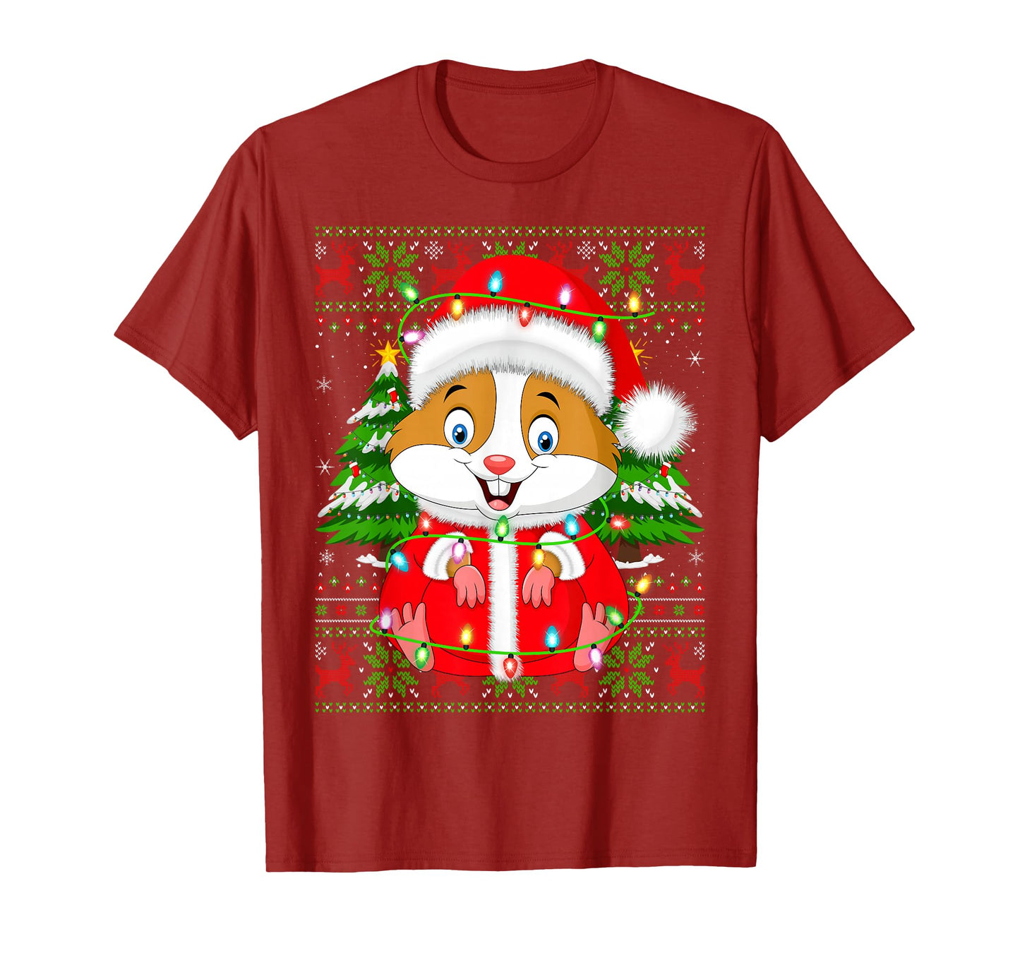 Hamster Christmas Lights Santa Costume Ugly Xmas Sweaters T-Shirt