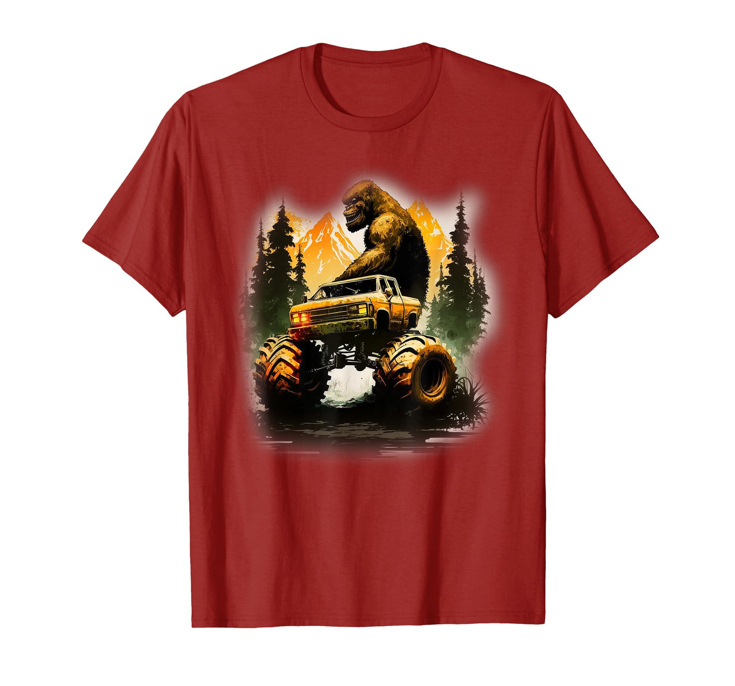 Bigfoot Monster Truck, Sasquatch Sci-Fi Graphic Big Trucks T-Shirt