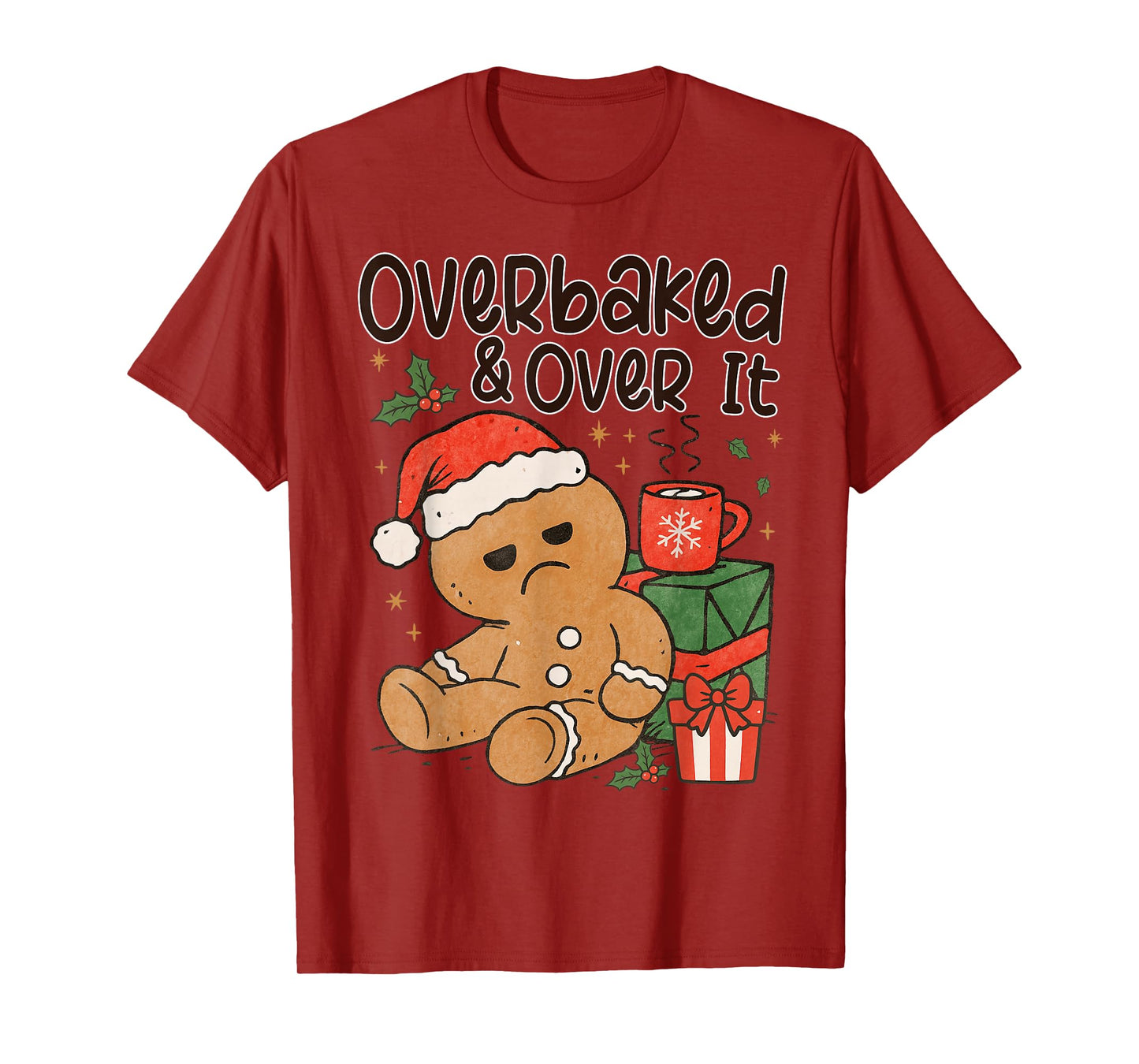 Merry Christmas Gingerbread Cookie Santa Claus Hat Women T-Shirt